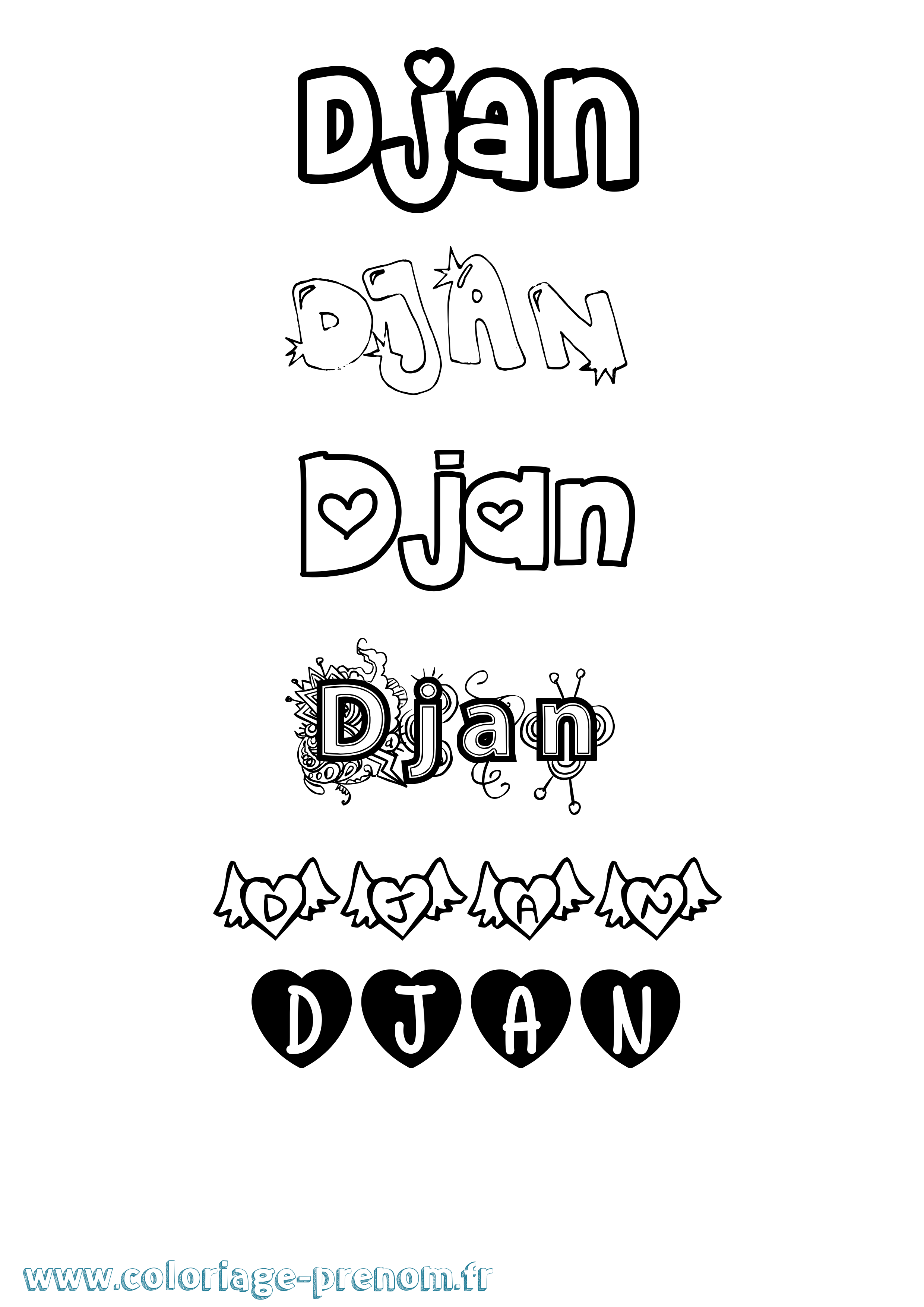 Coloriage Djan Girly Coloriage prénom Djan Girly