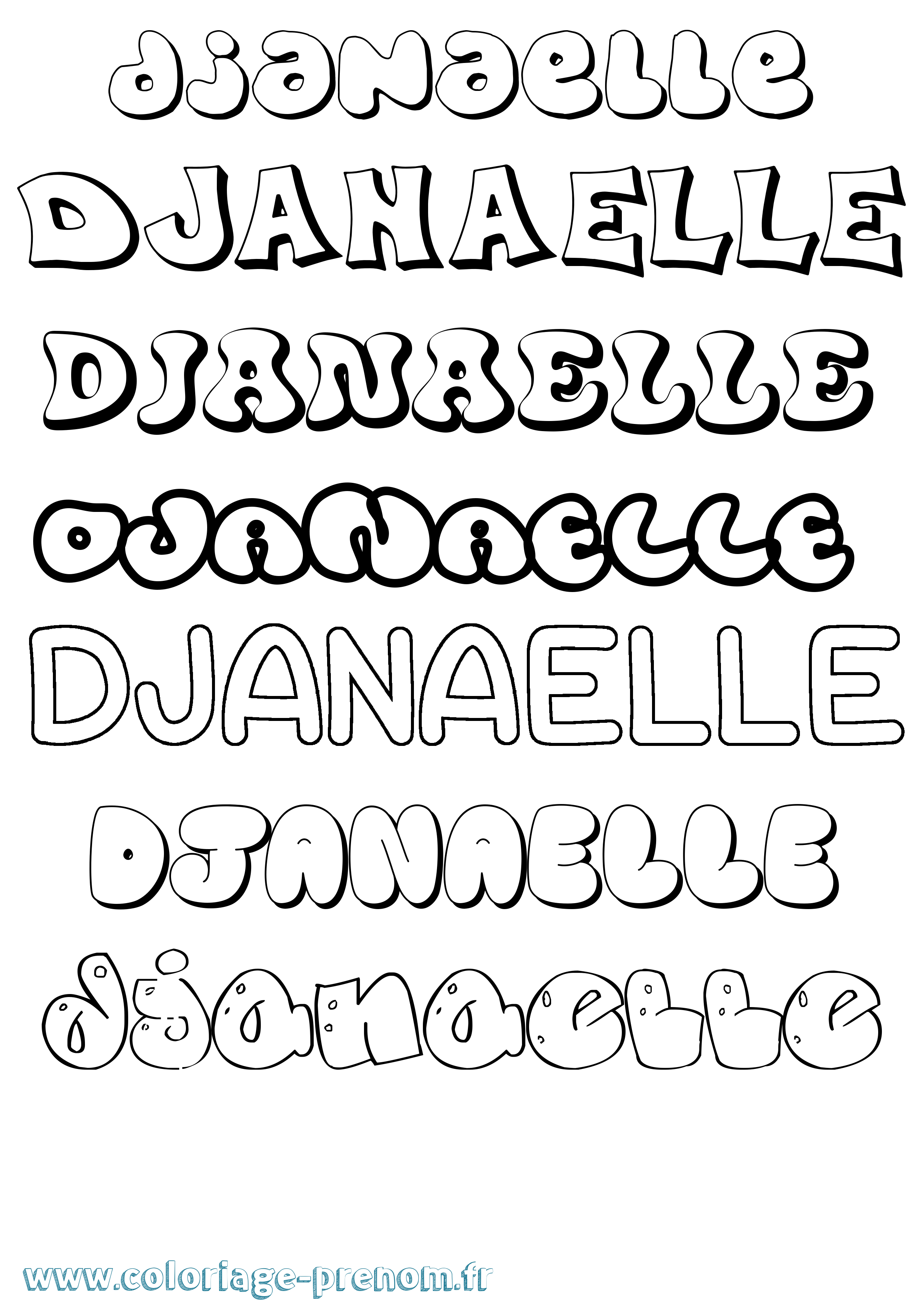 Coloriage Djanaelle Bubble Coloriage prénom Djanaelle Bubble