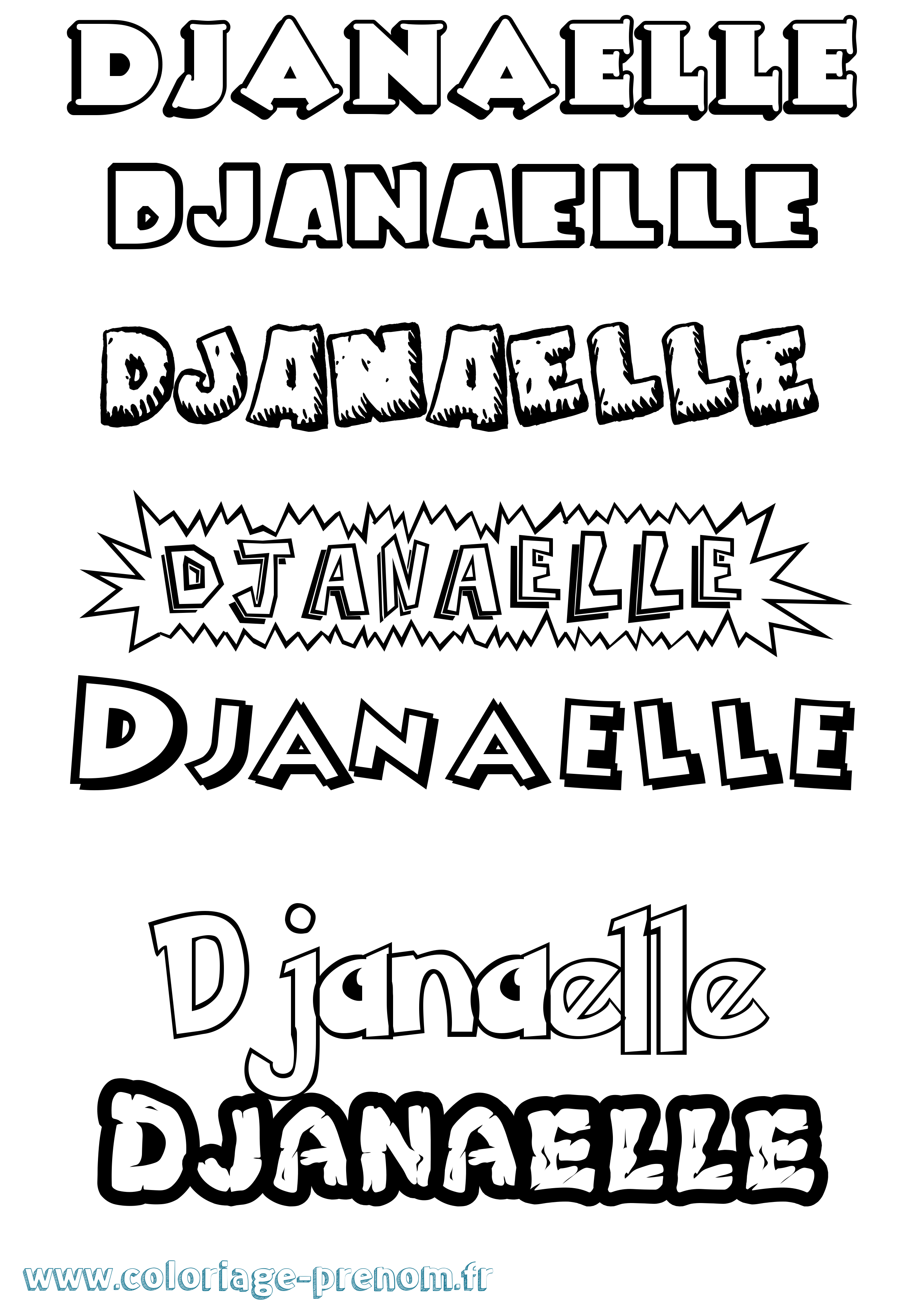 Coloriage Djanaelle Dessin Animé Coloriage prénom Djanaelle Dessin Animé