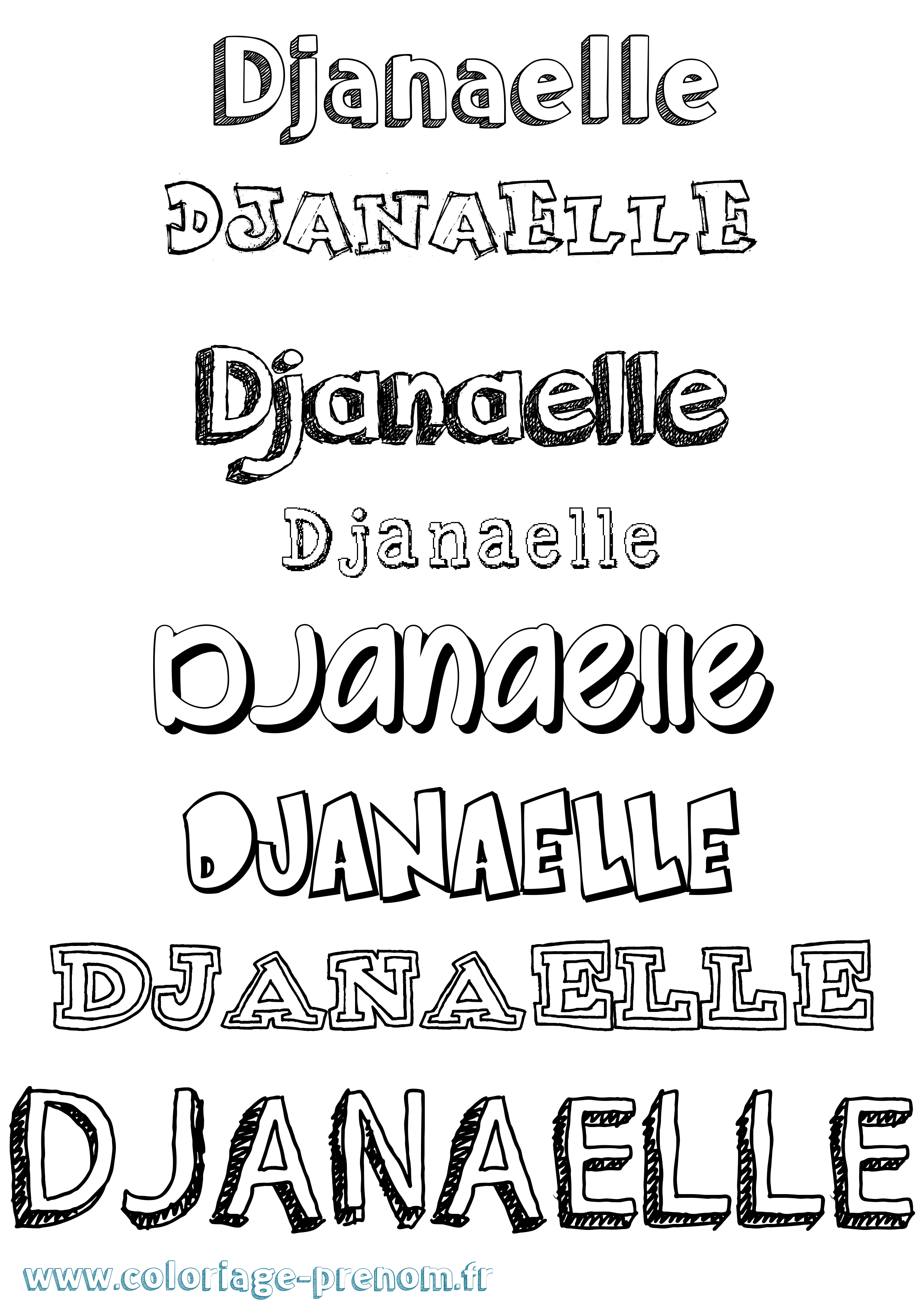 Coloriage Djanaelle Dessiné Coloriage prénom Djanaelle Dessiné