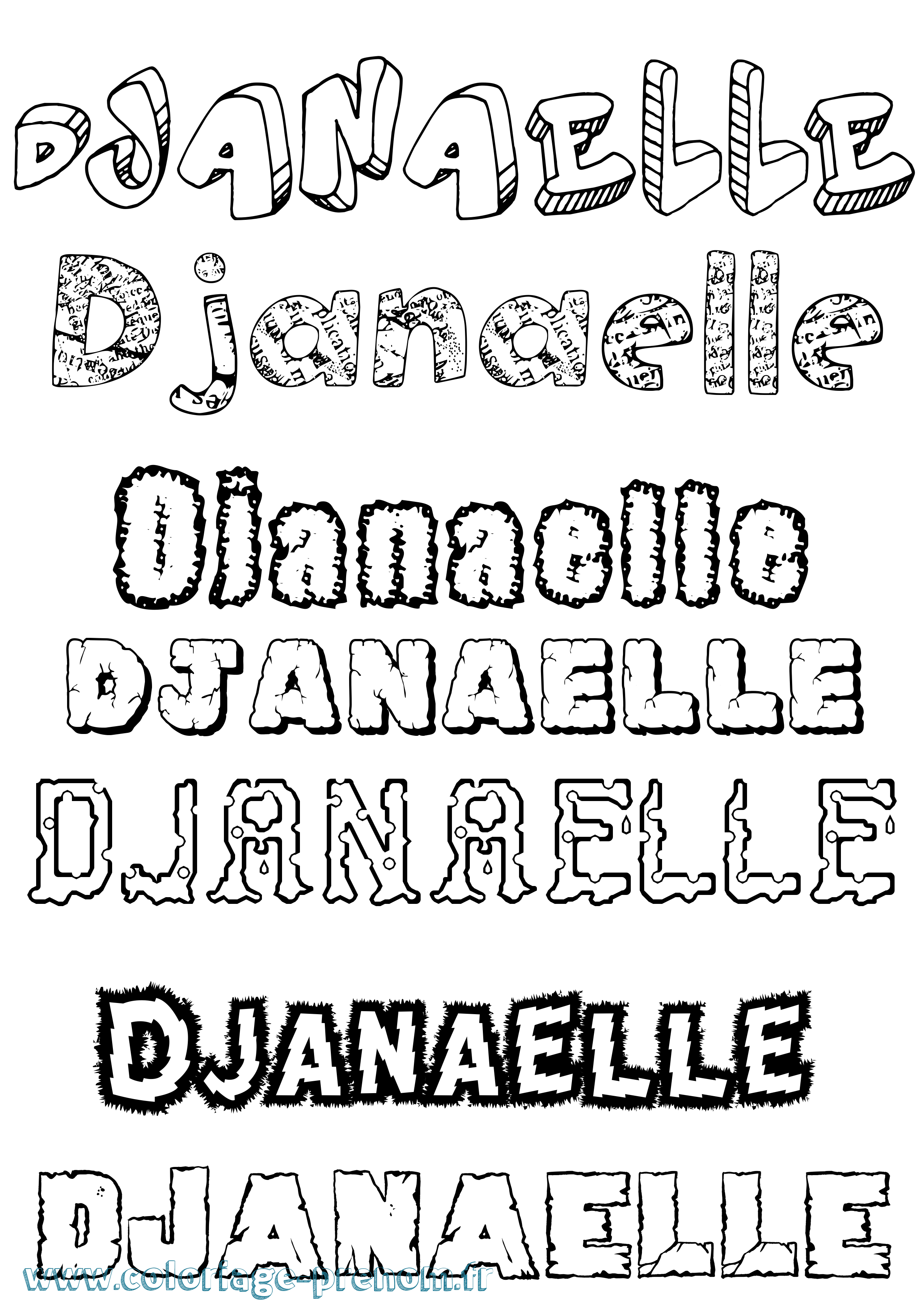 Coloriage Djanaelle Destructuré Coloriage prénom Djanaelle Destructuré