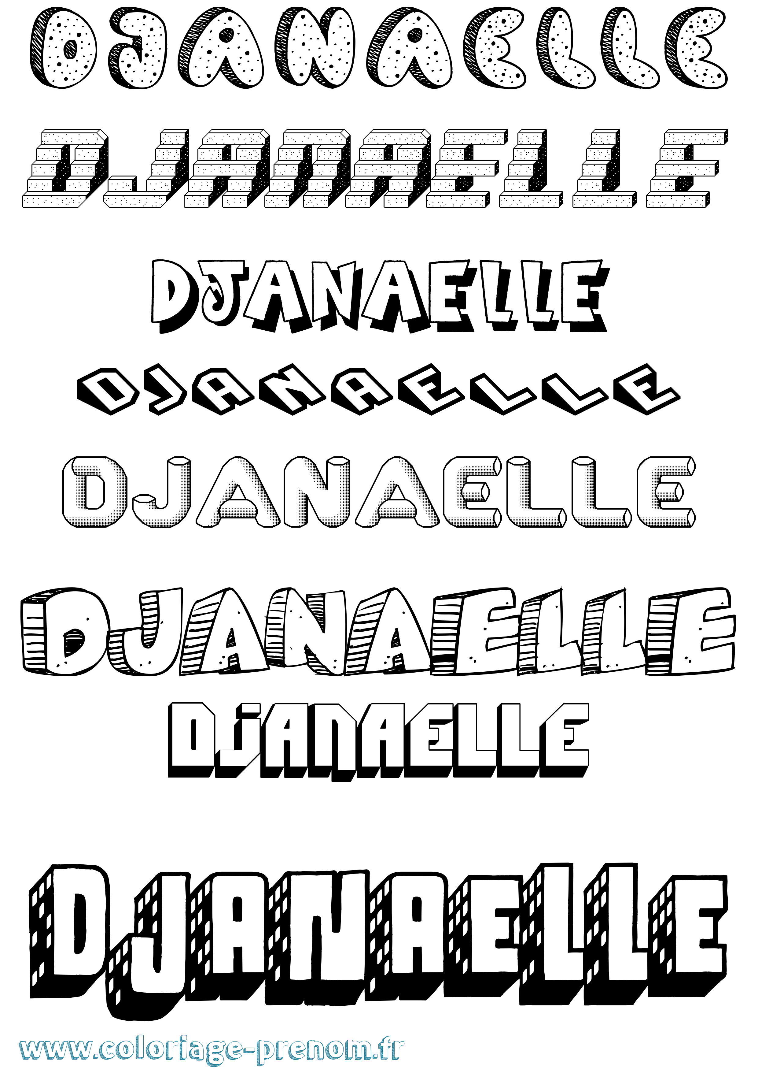 Coloriage Djanaelle Effet 3D Coloriage prénom Djanaelle Effet 3D