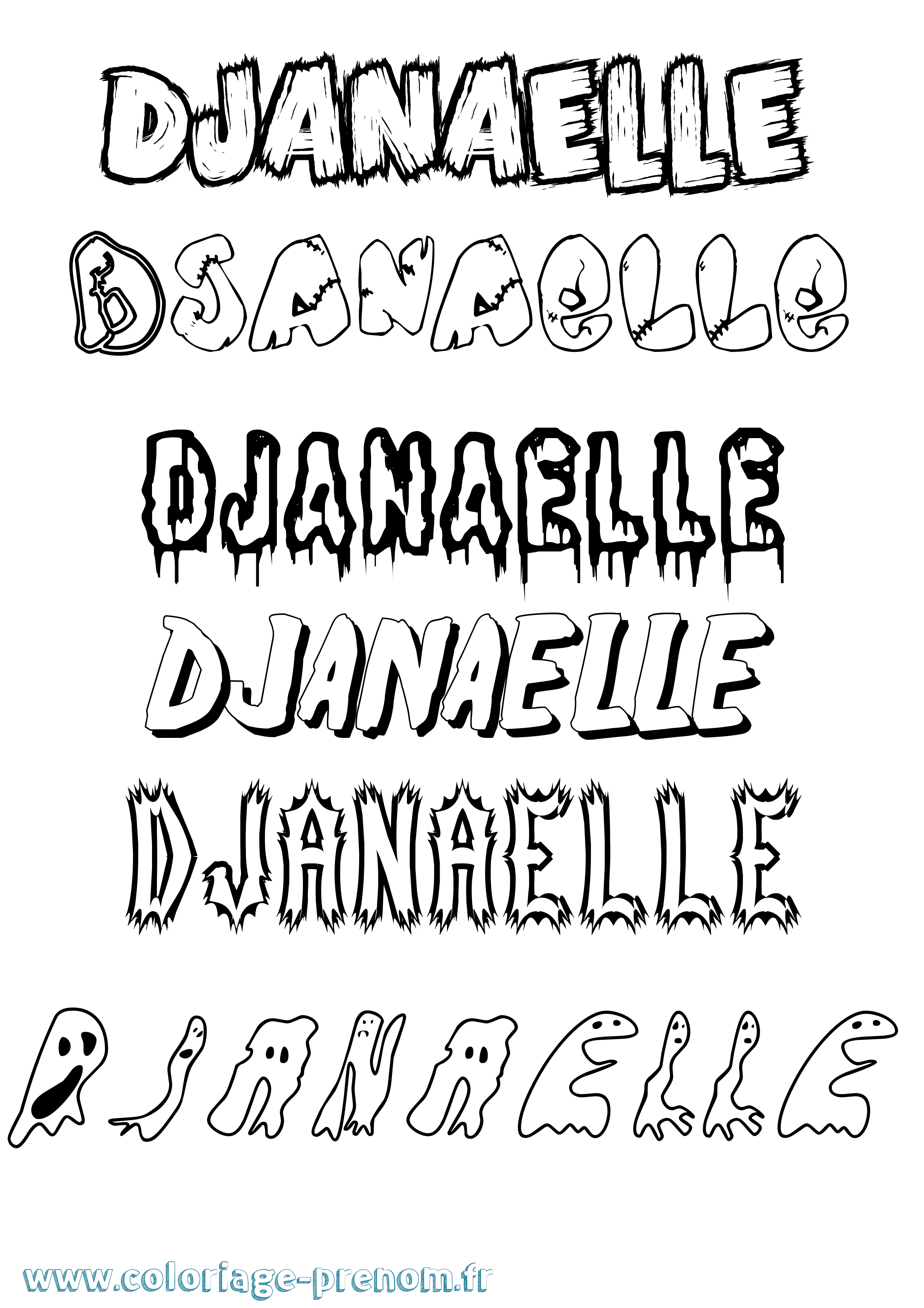 Coloriage Djanaelle Frisson Coloriage prénom Djanaelle Frisson