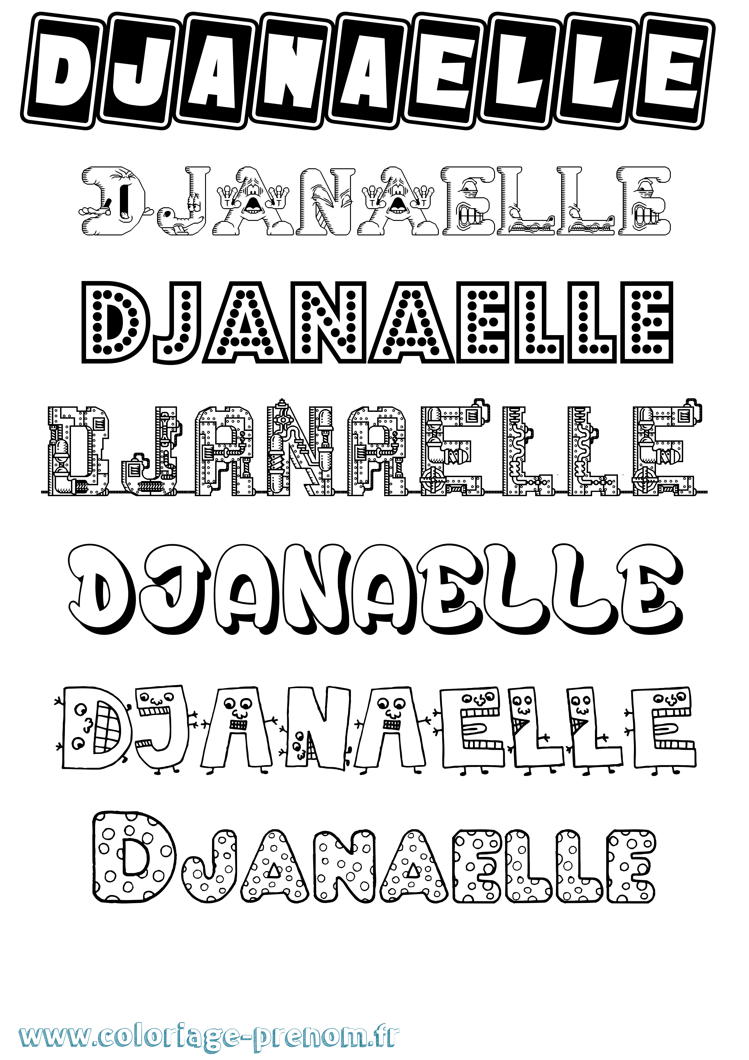 Coloriage Djanaelle Fun Coloriage prénom Djanaelle Fun