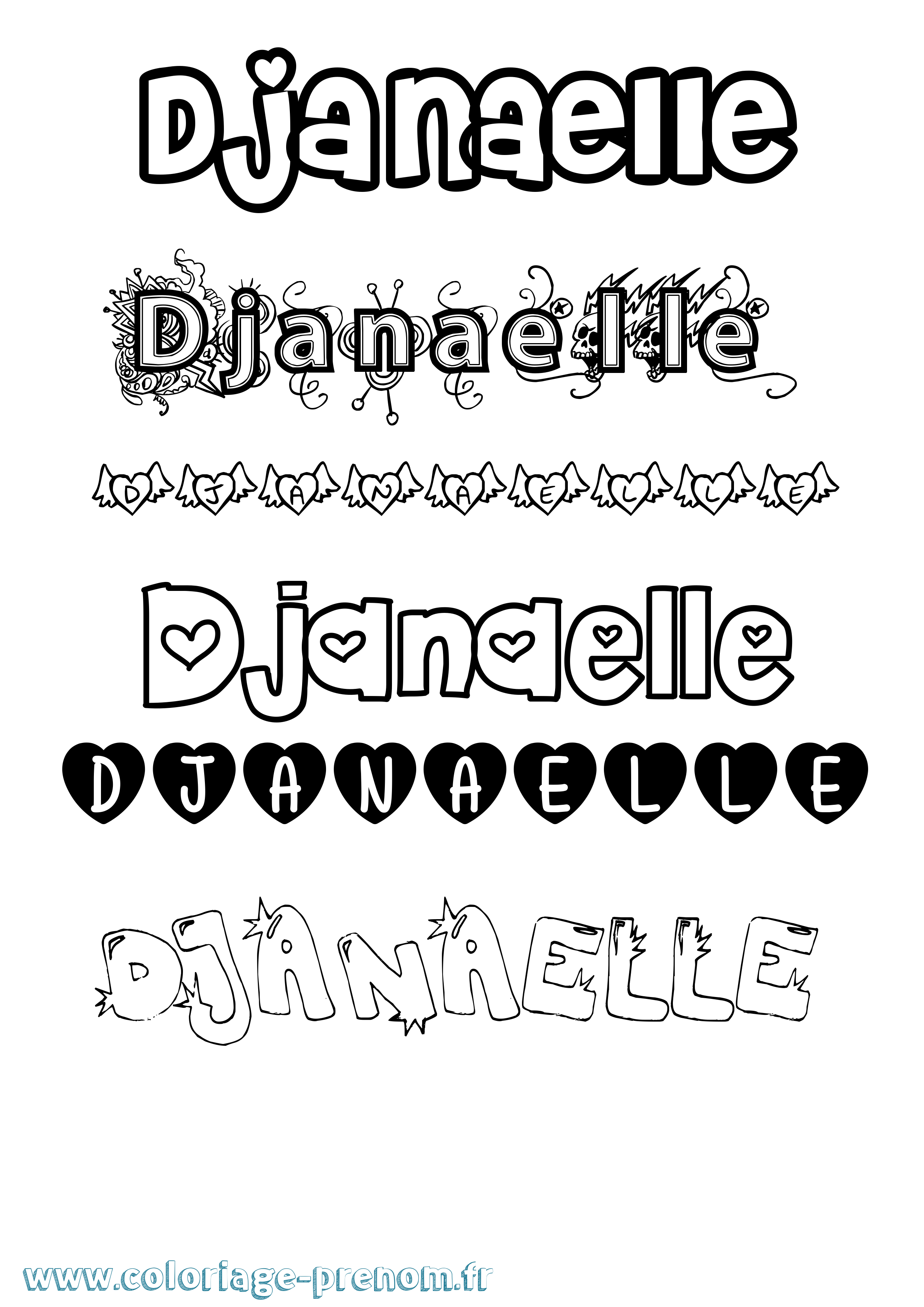 Coloriage Djanaelle Girly Coloriage prénom Djanaelle Girly