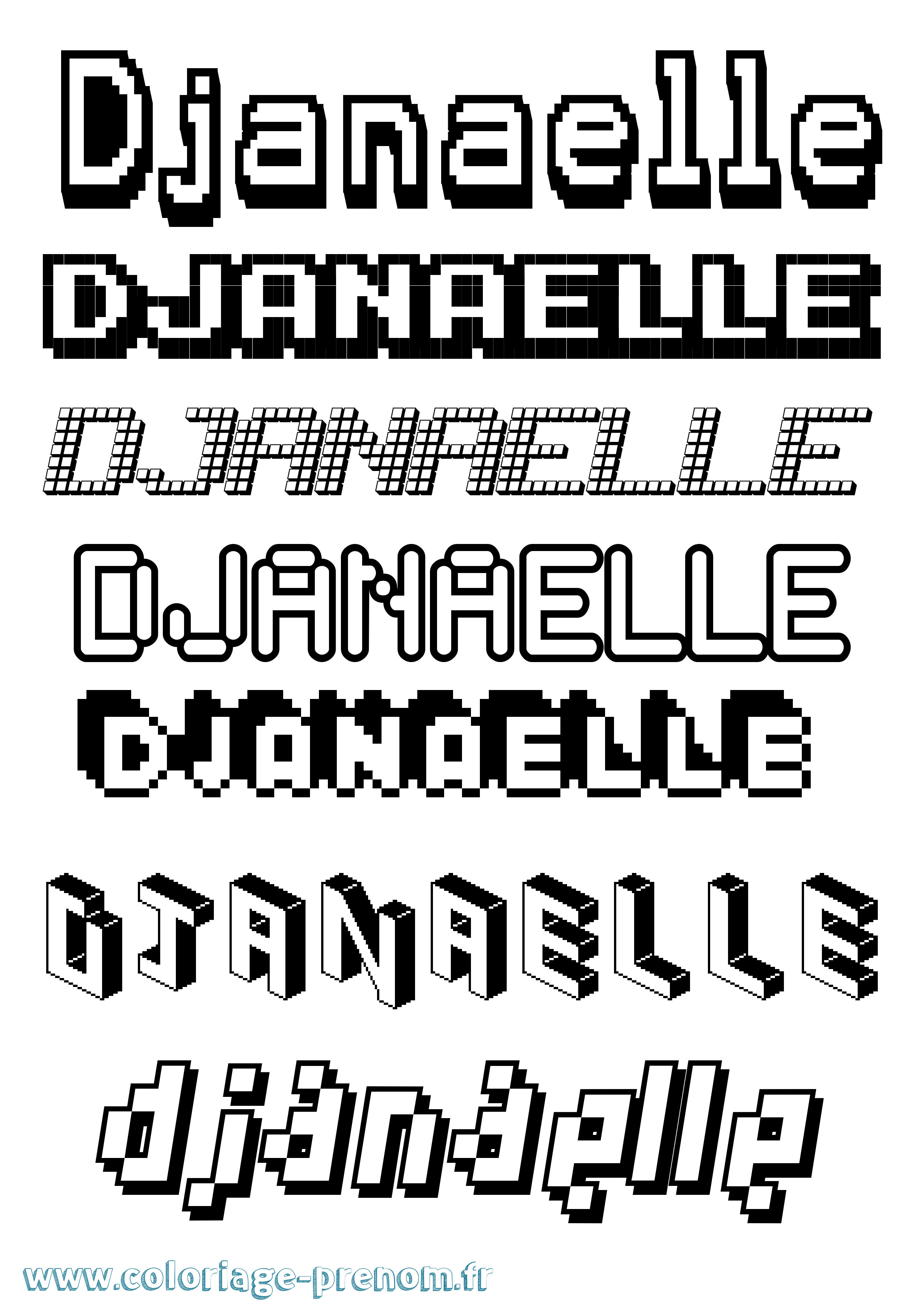 Coloriage Djanaelle Pixel Coloriage prénom Djanaelle Pixel