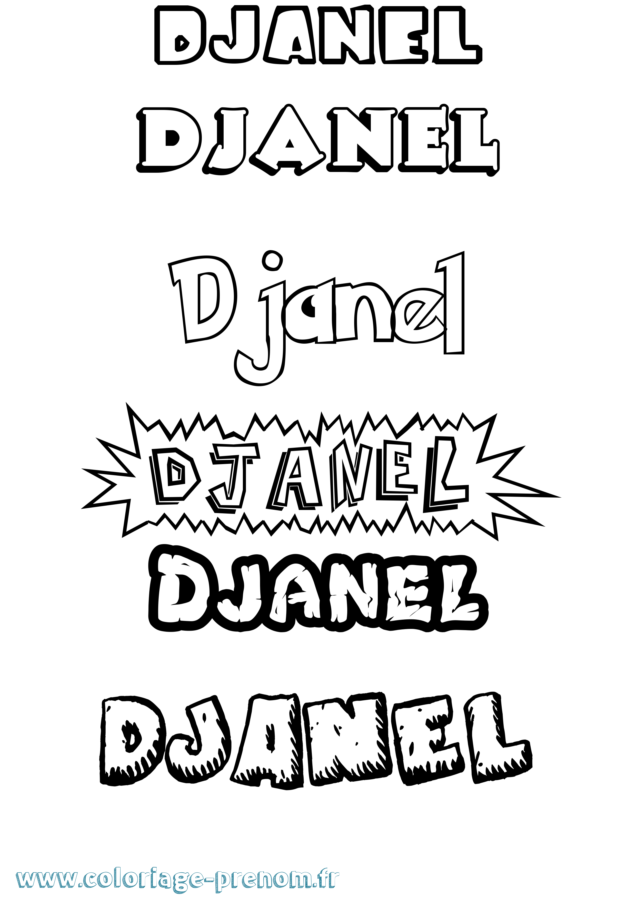 Coloriage Djanel Dessin Animé Coloriage prénom Djanel Dessin Animé