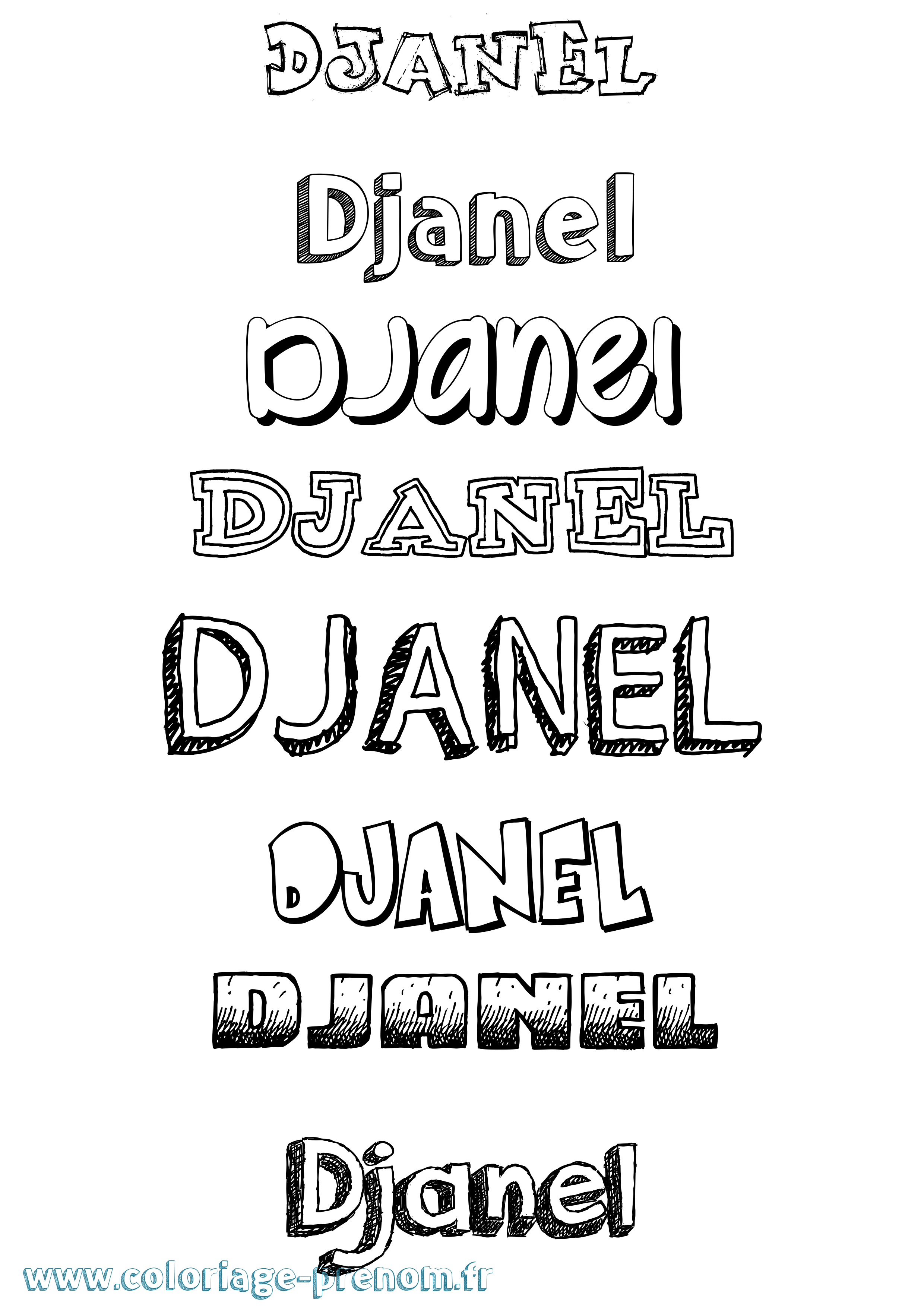 Coloriage Djanel Dessiné Coloriage prénom Djanel Dessiné