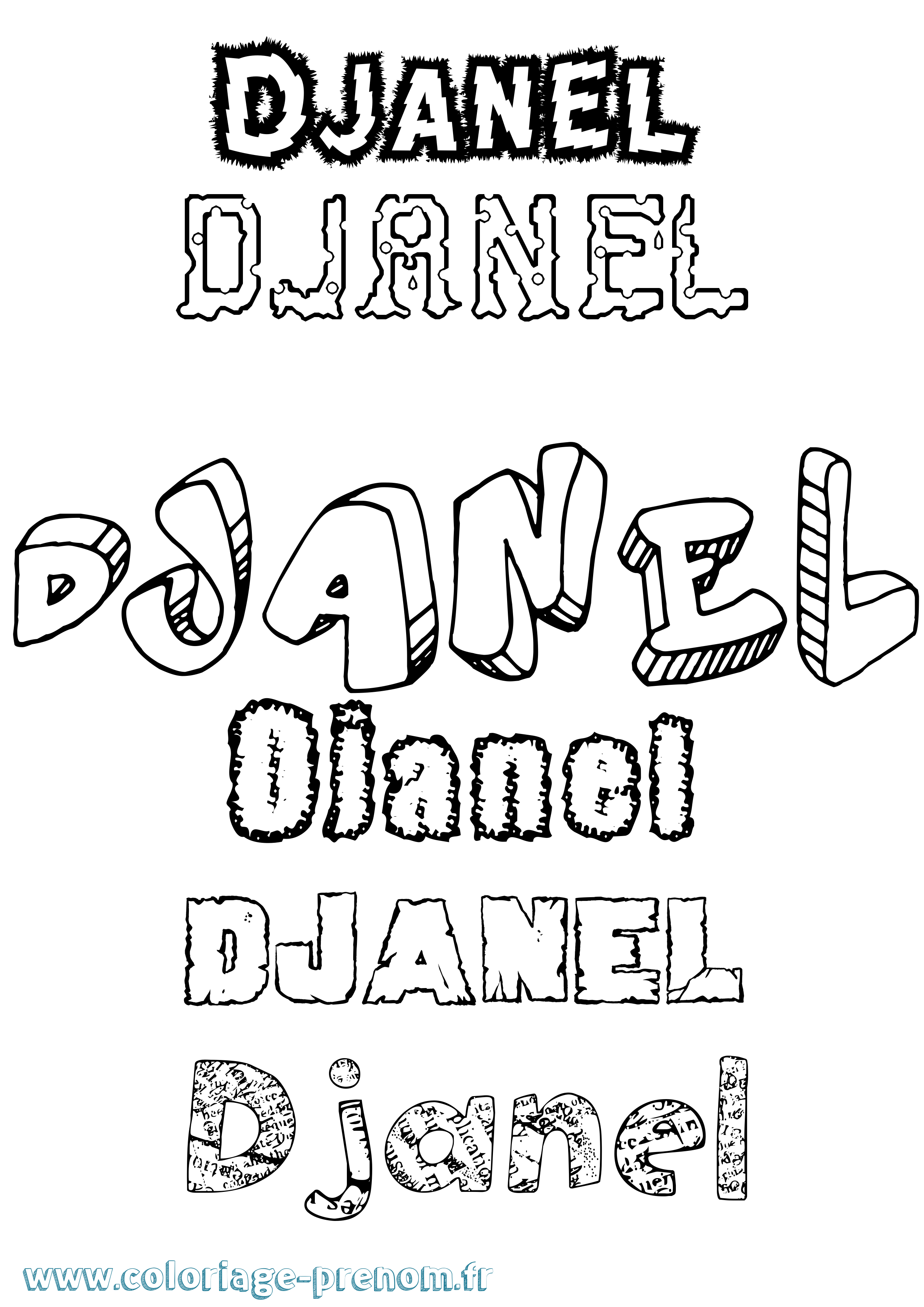 Coloriage Djanel Destructuré Coloriage prénom Djanel Destructuré
