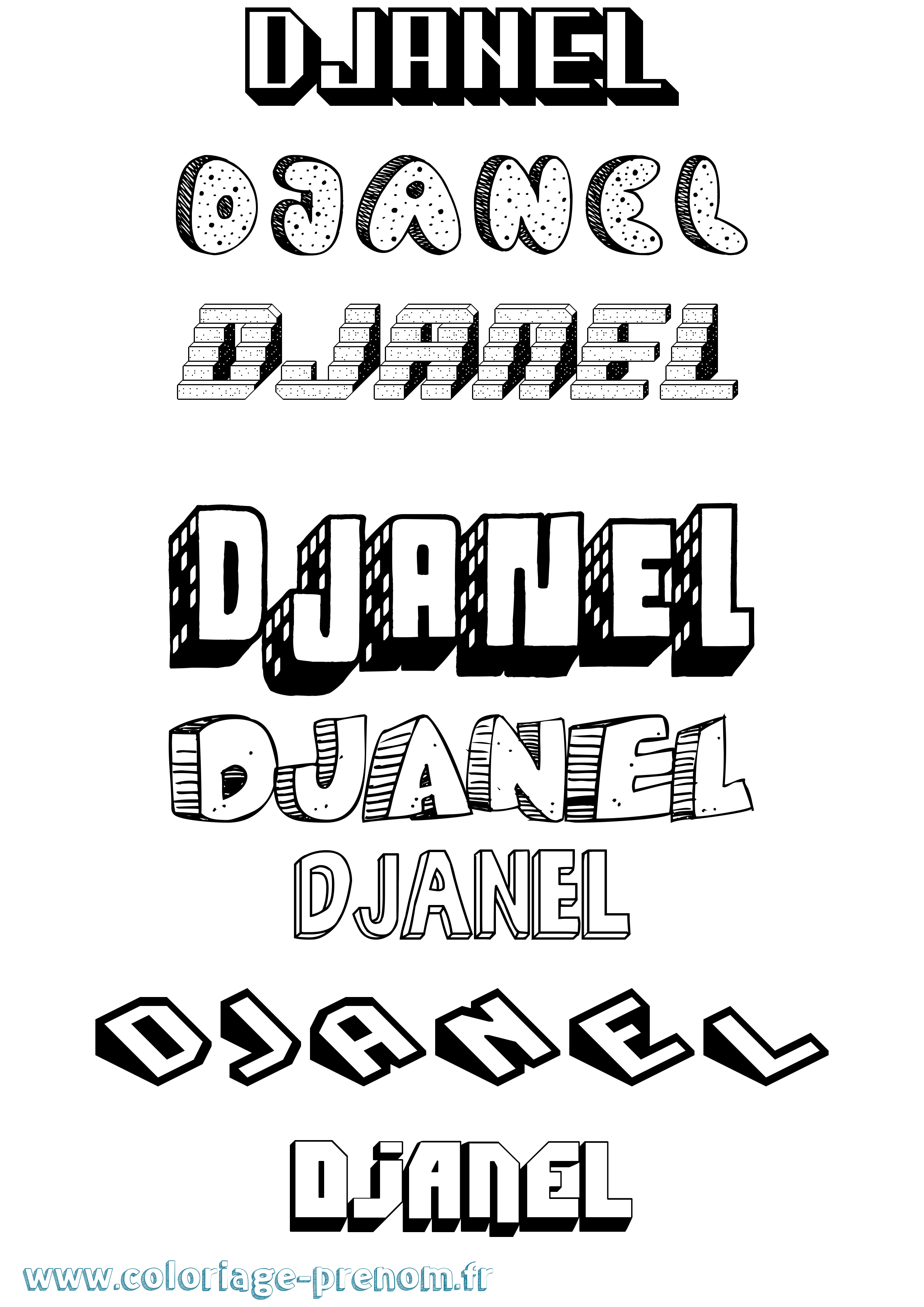 Coloriage Djanel Effet 3D Coloriage prénom Djanel Effet 3D