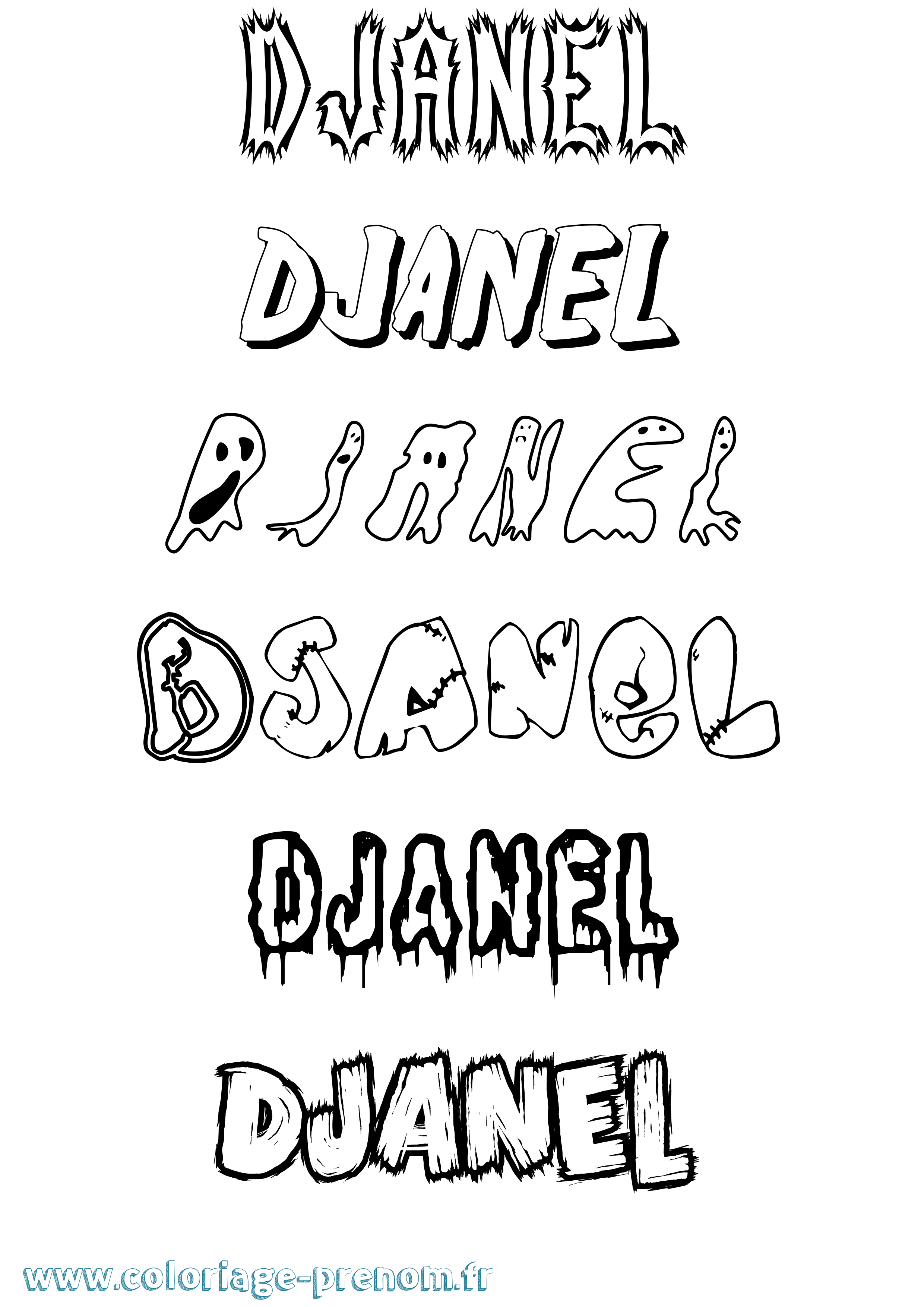 Coloriage Djanel Frisson Coloriage prénom Djanel Frisson