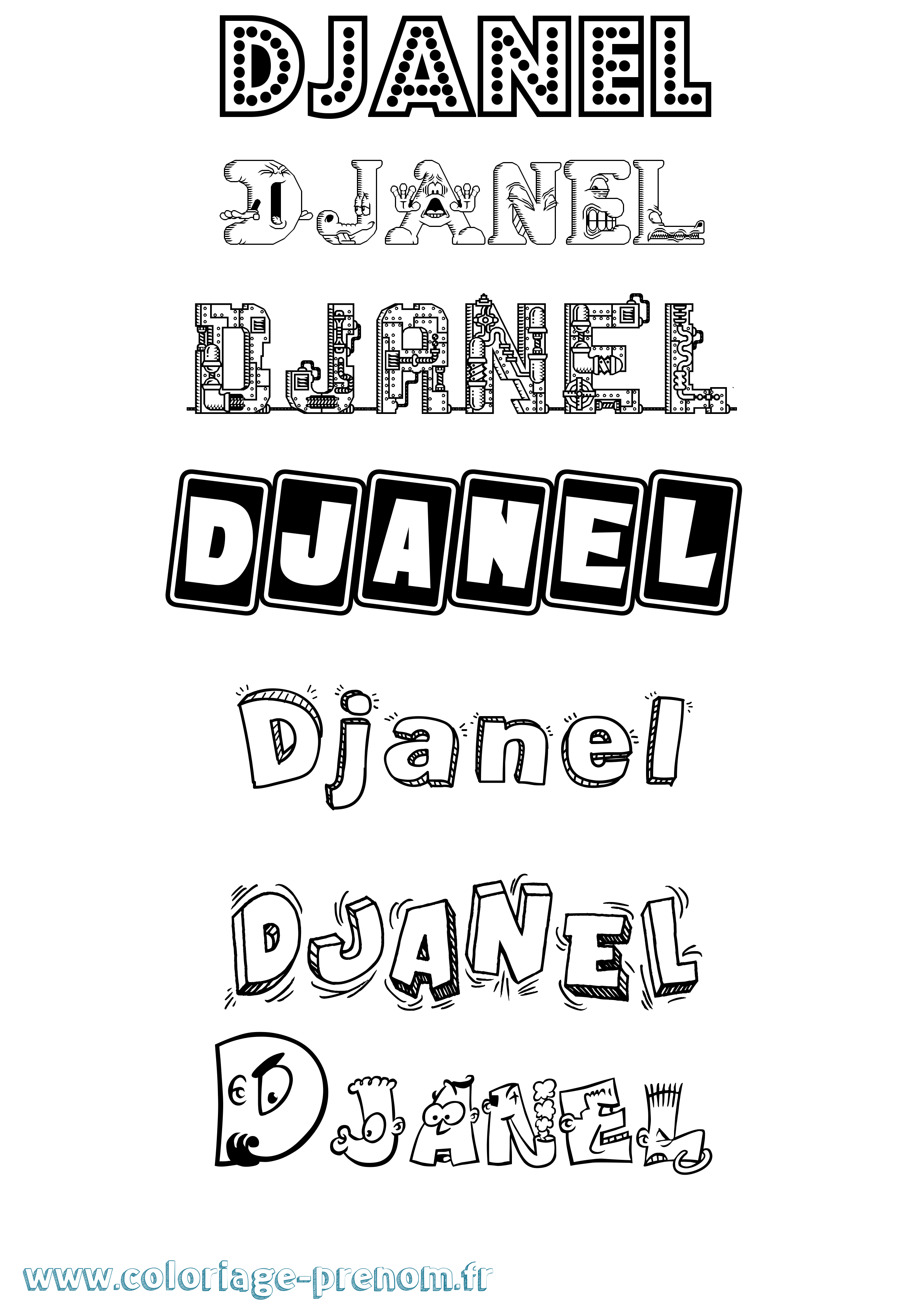 Coloriage Djanel Fun Coloriage prénom Djanel Fun