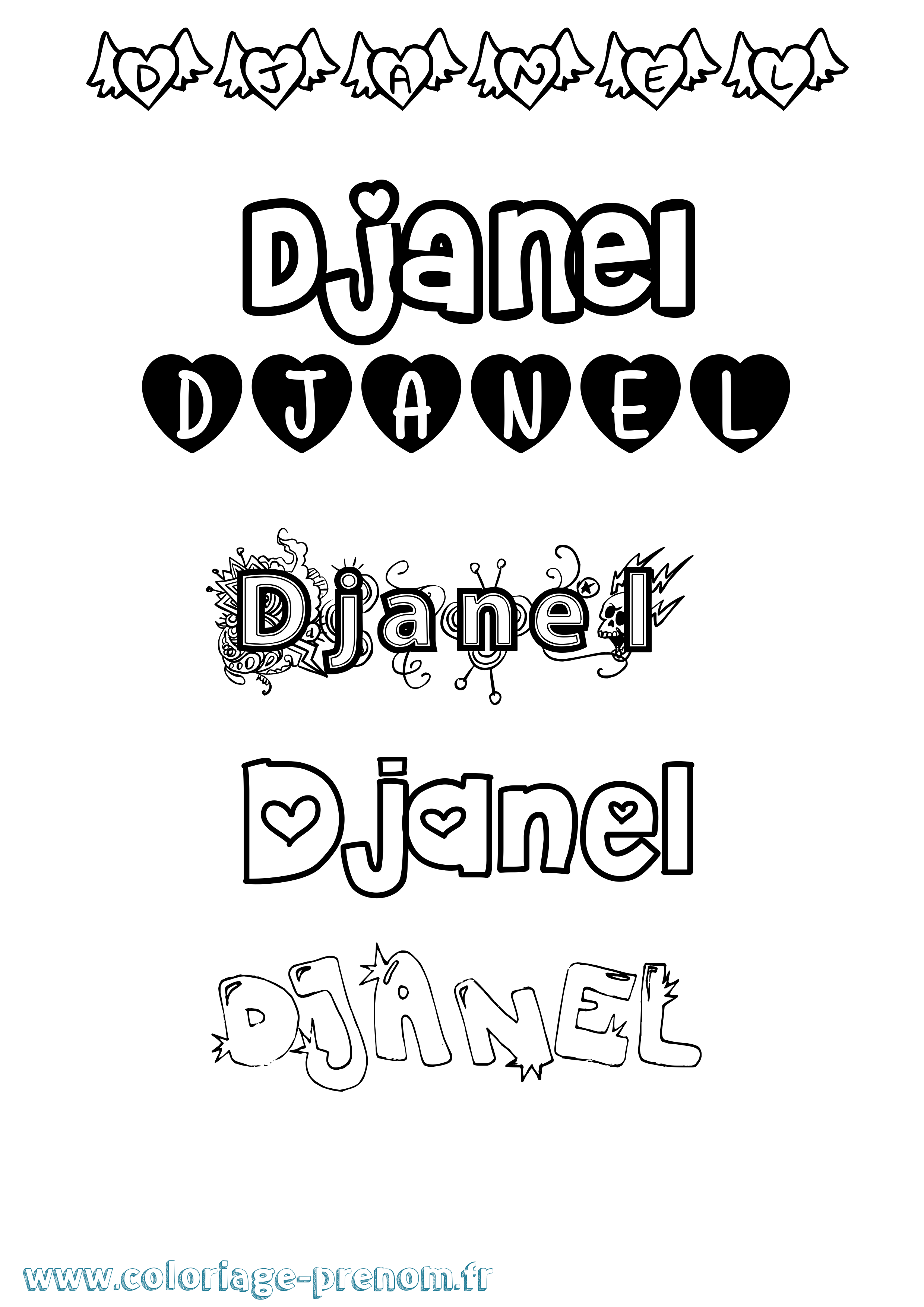 Coloriage Djanel Girly Coloriage prénom Djanel Girly