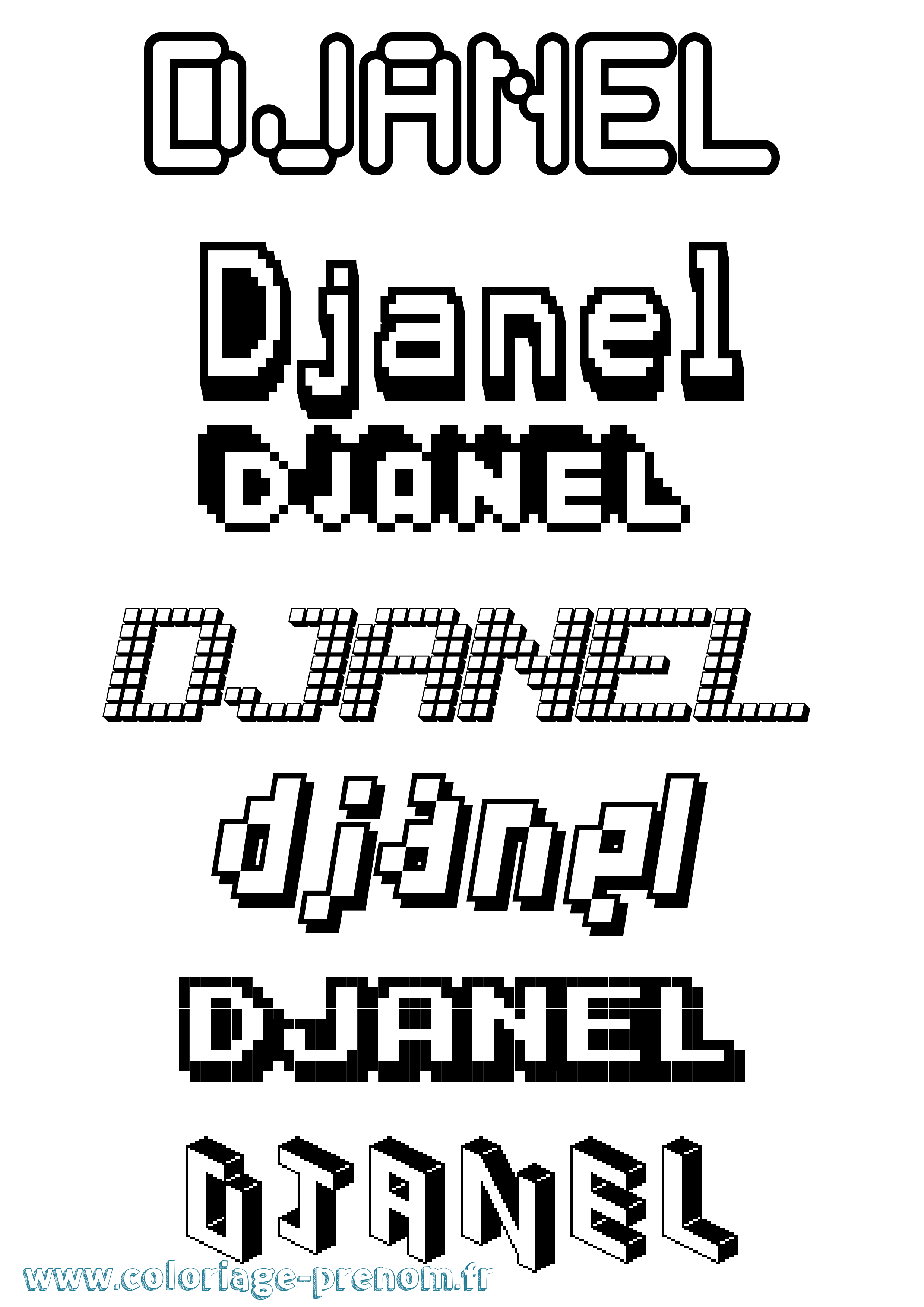 Coloriage Djanel Pixel Coloriage prénom Djanel Pixel