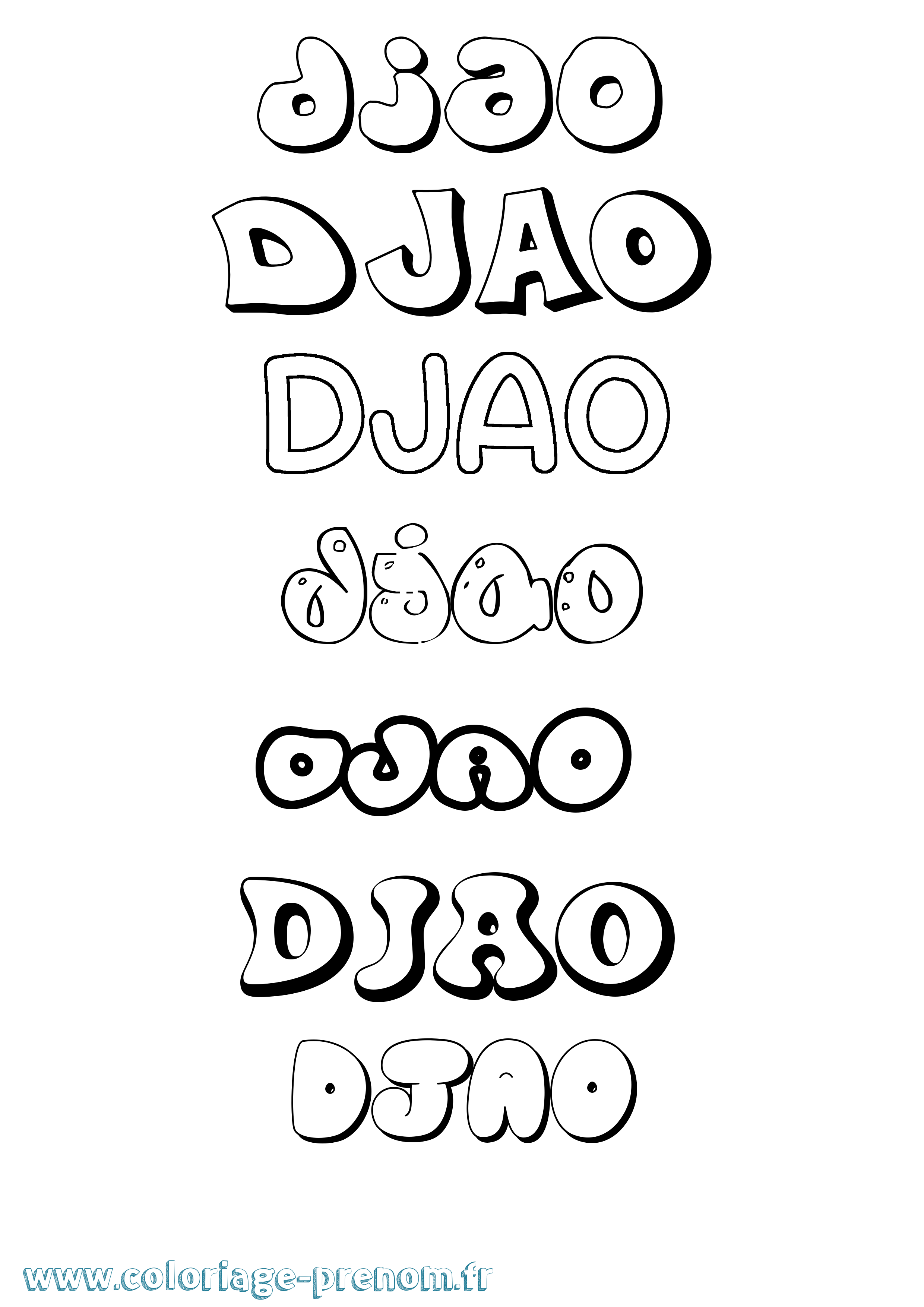 Coloriage Djao Bubble Coloriage prénom Djao Bubble