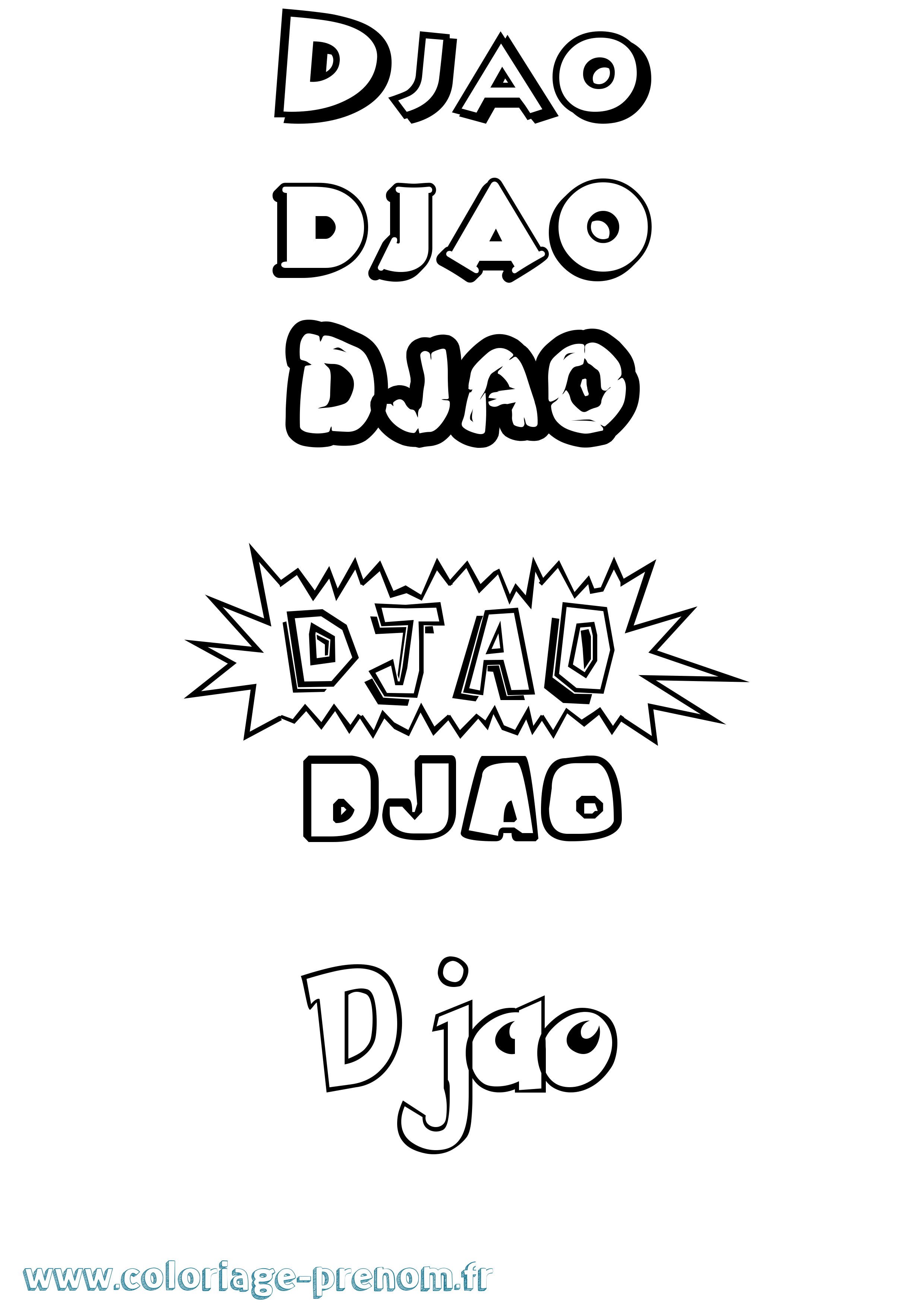 Coloriage Djao Dessin Animé Coloriage prénom Djao Dessin Animé