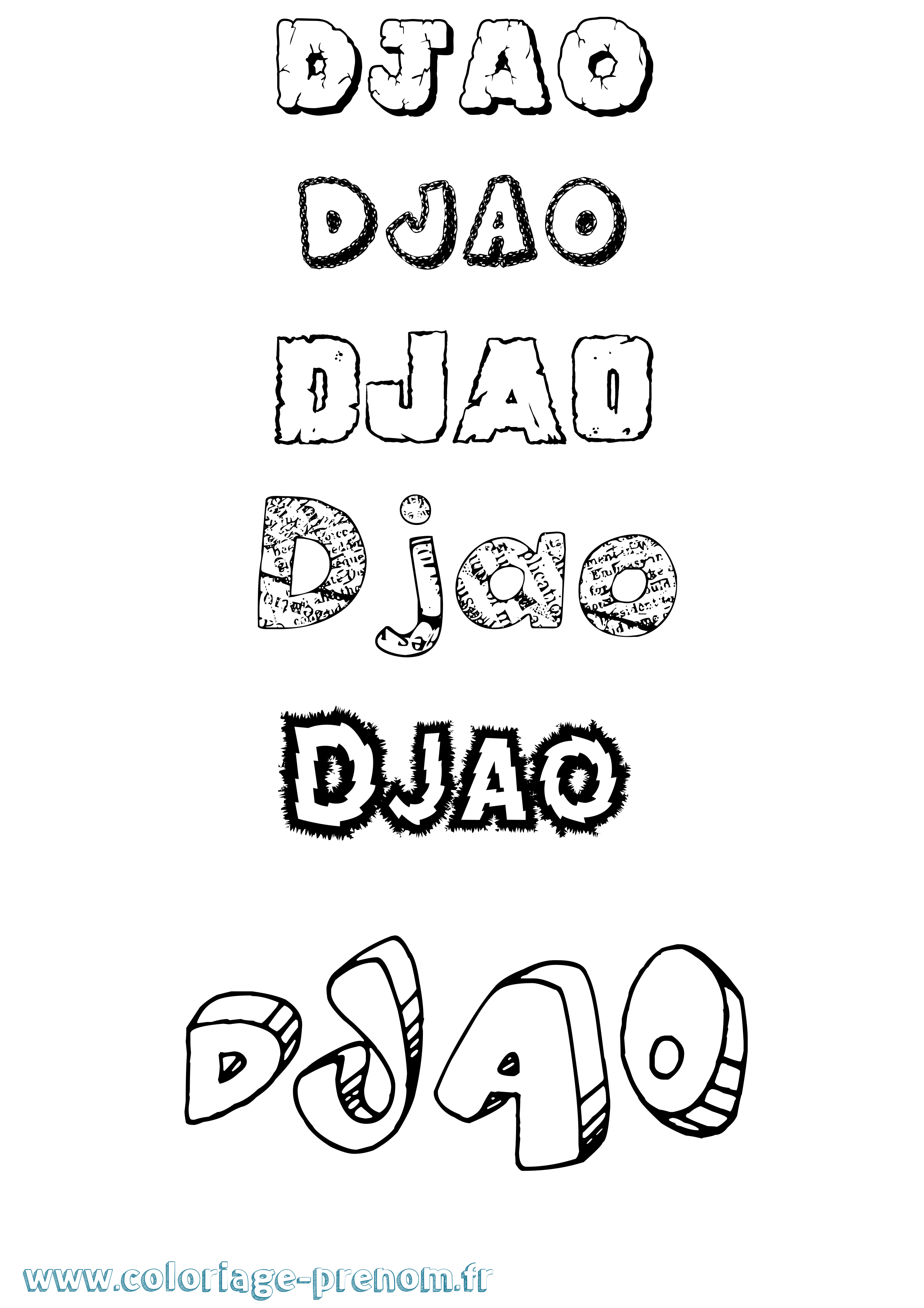 Coloriage Djao Destructuré Coloriage prénom Djao Destructuré