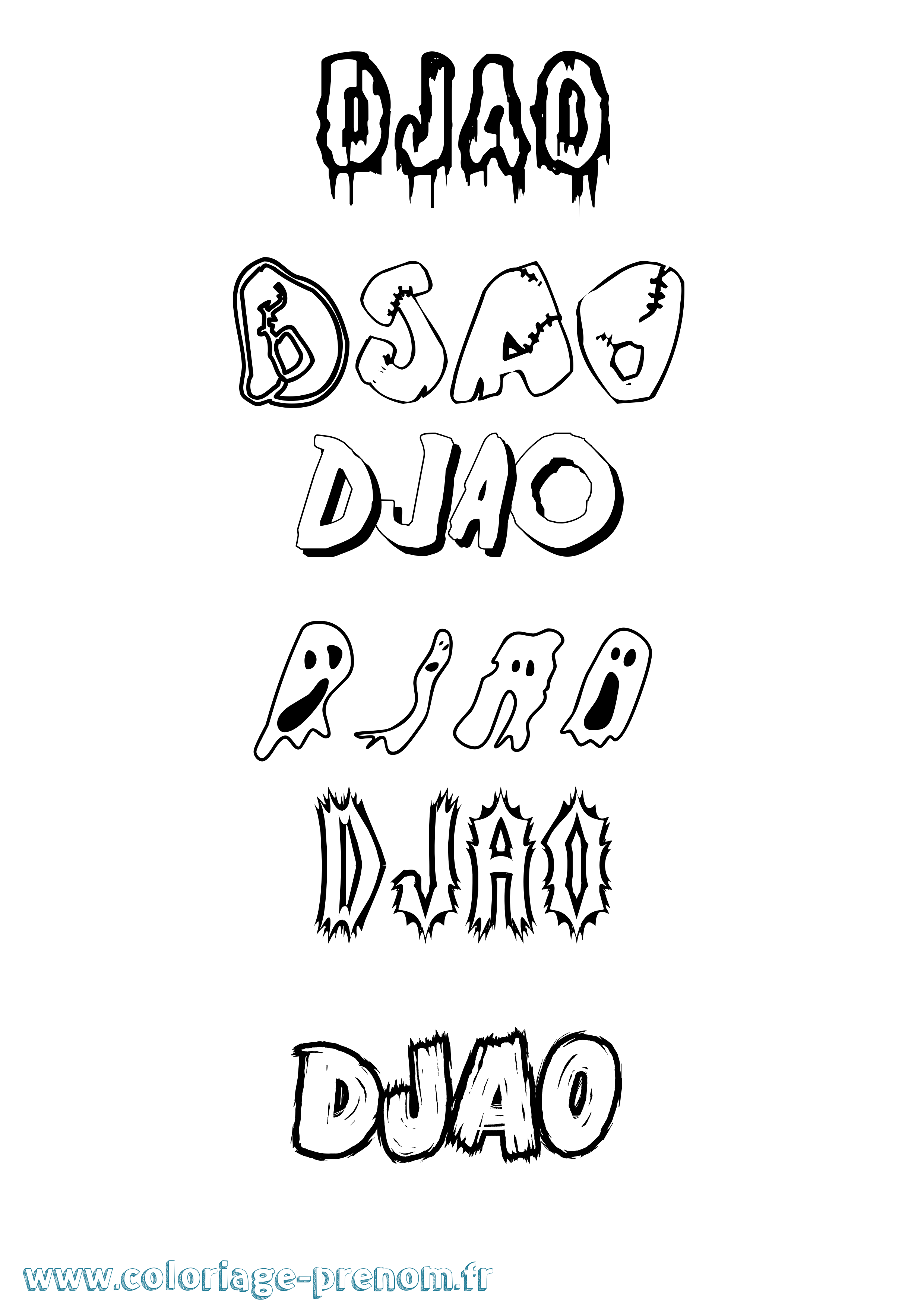 Coloriage Djao Frisson Coloriage prénom Djao Frisson