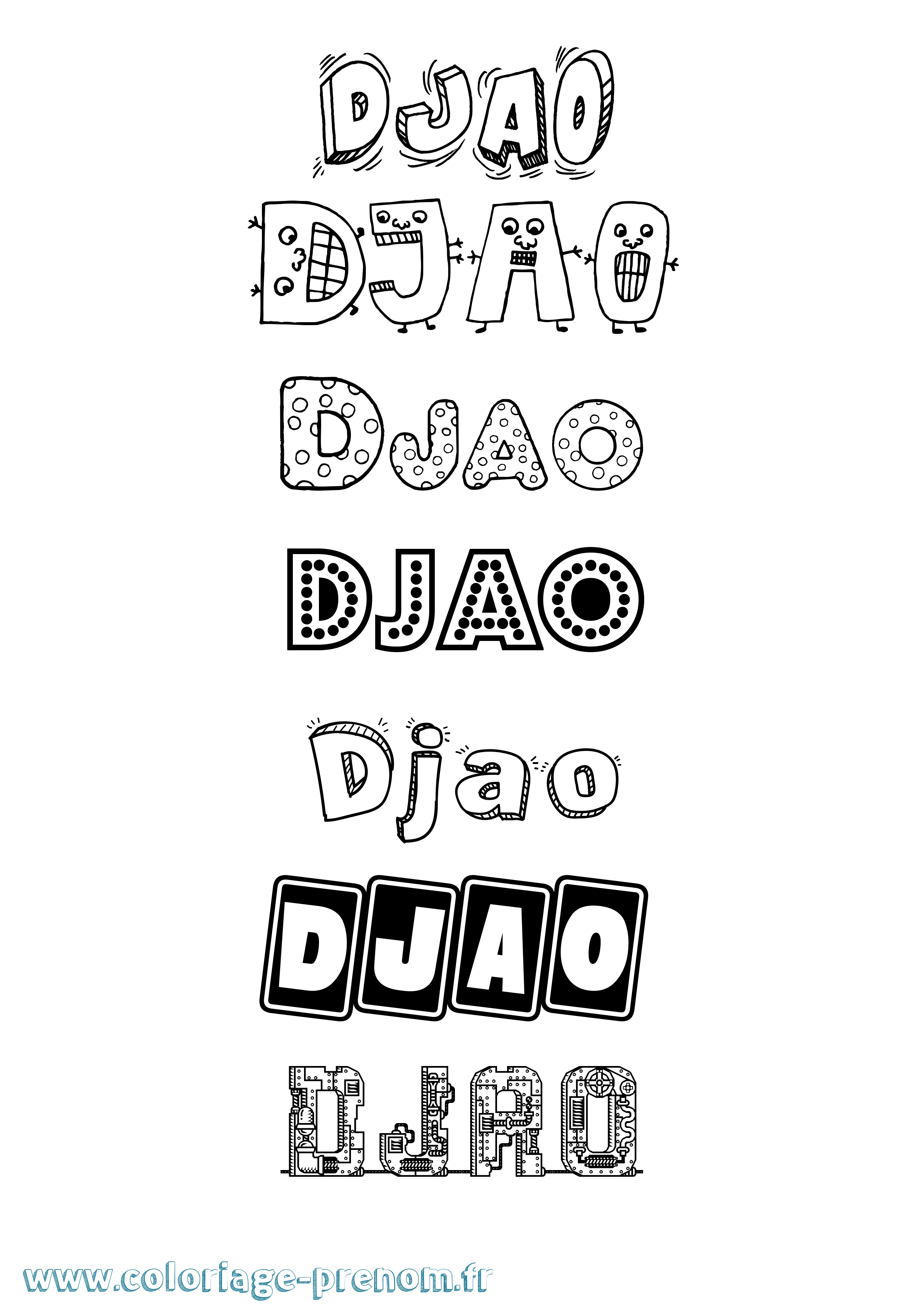 Coloriage Djao Fun Coloriage prénom Djao Fun