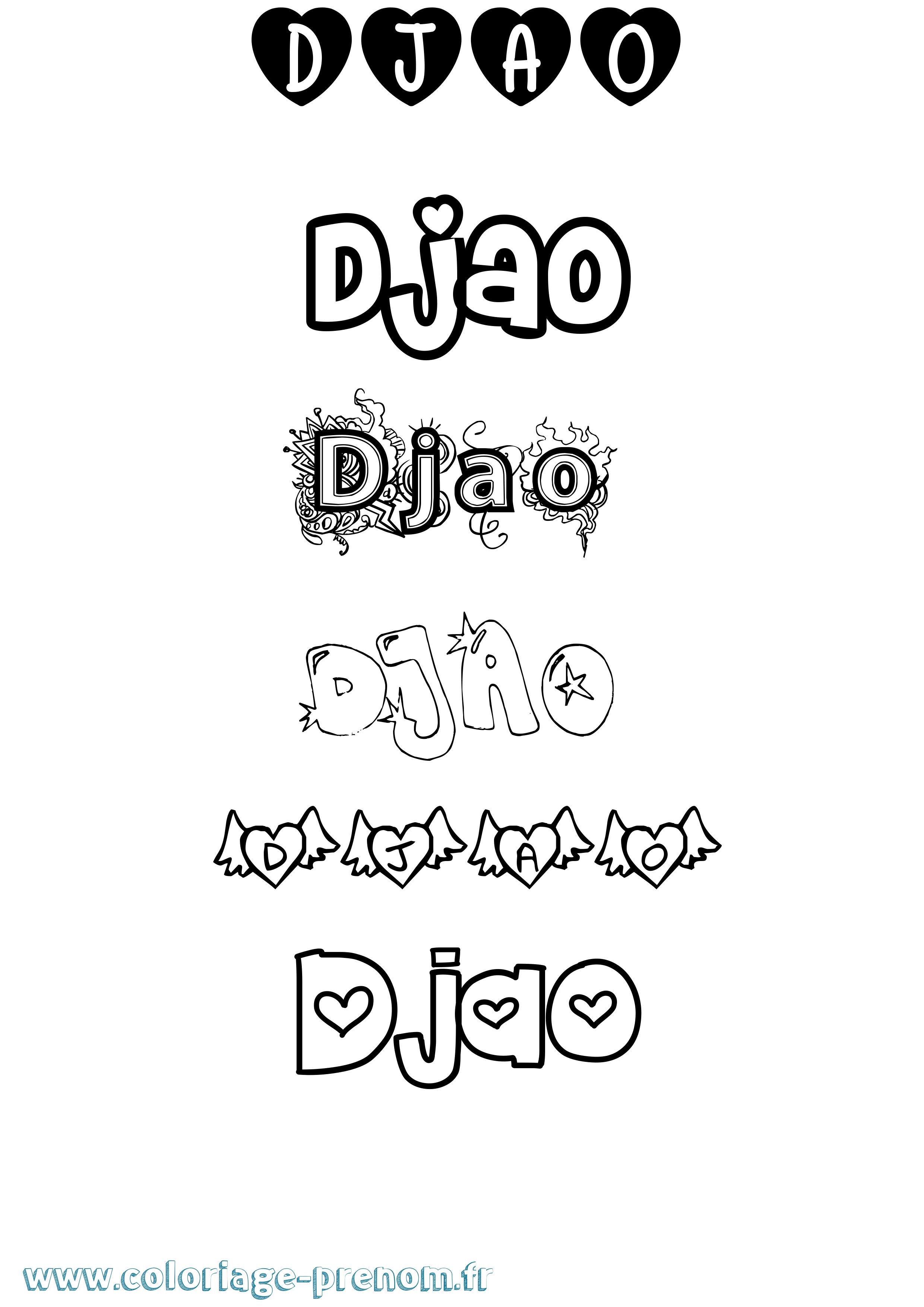 Coloriage Djao Girly Coloriage prénom Djao Girly
