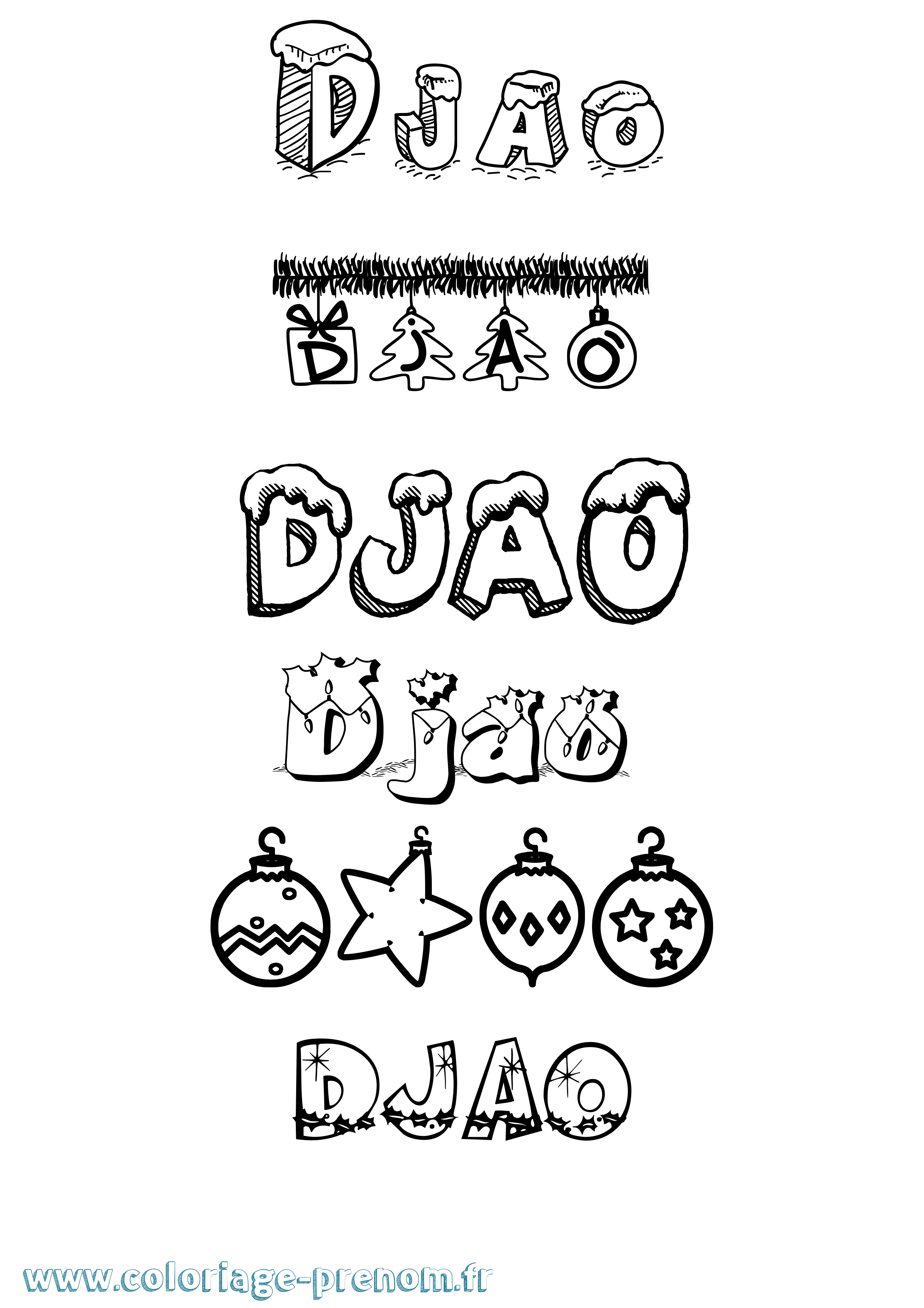 Coloriage Djao Noël Coloriage prénom Djao Noël
