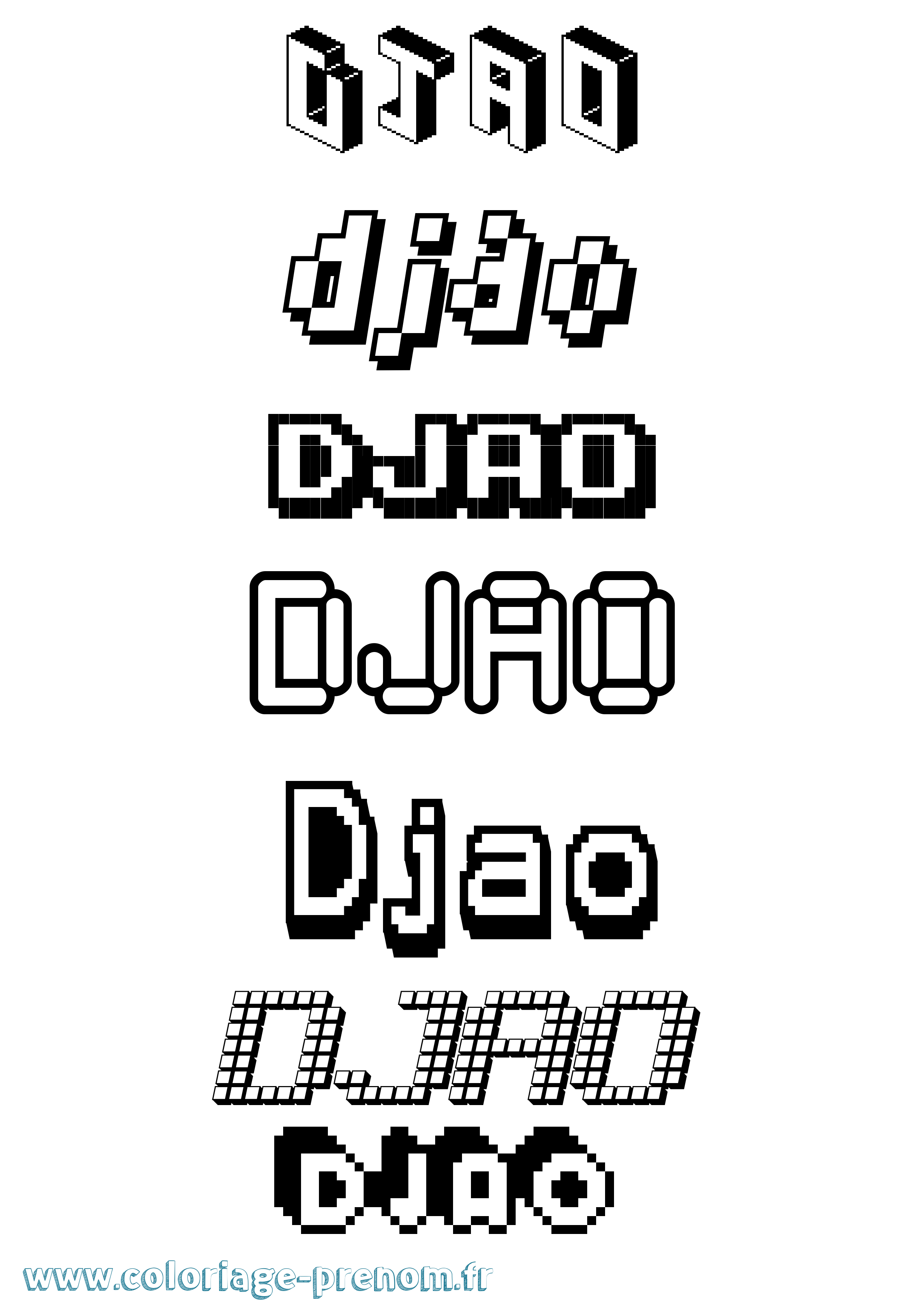 Coloriage Djao Pixel Coloriage prénom Djao Pixel