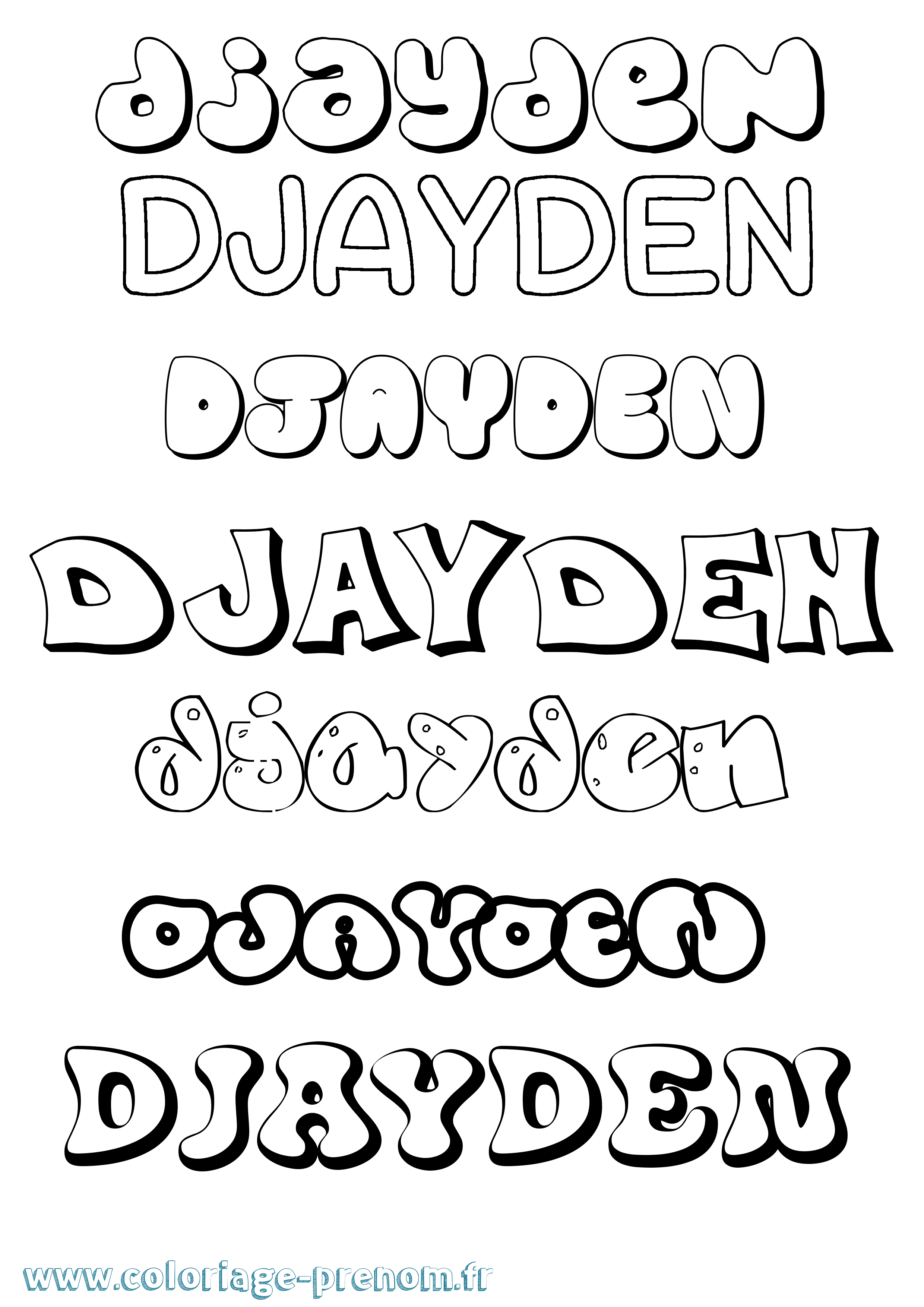 Coloriage Djayden Bubble Coloriage prénom Djayden Bubble