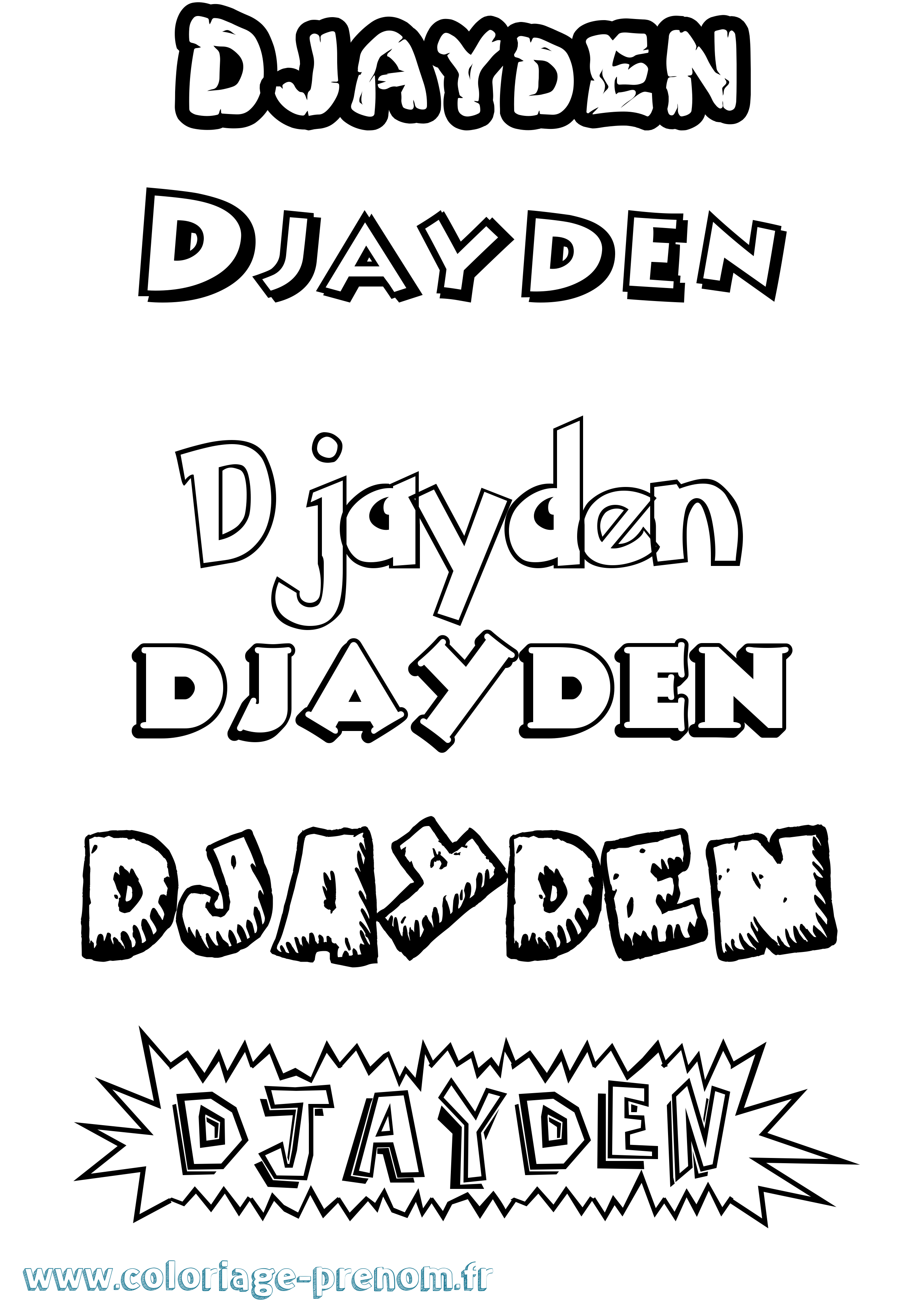 Coloriage Djayden Dessin Animé Coloriage prénom Djayden Dessin Animé