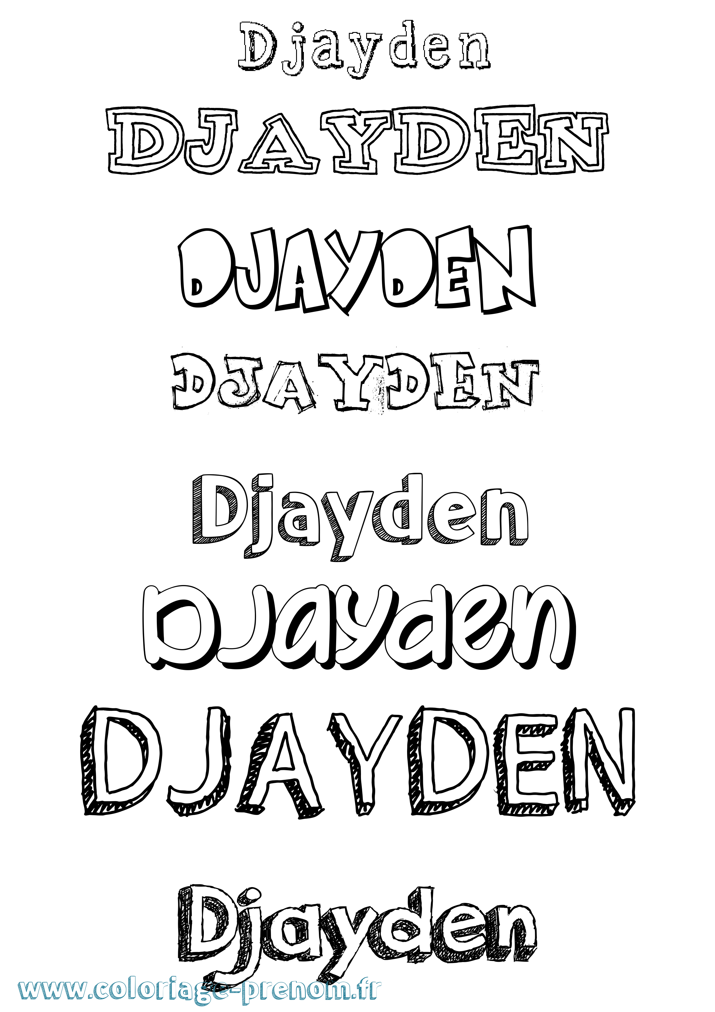 Coloriage Djayden Dessiné Coloriage prénom Djayden Dessiné