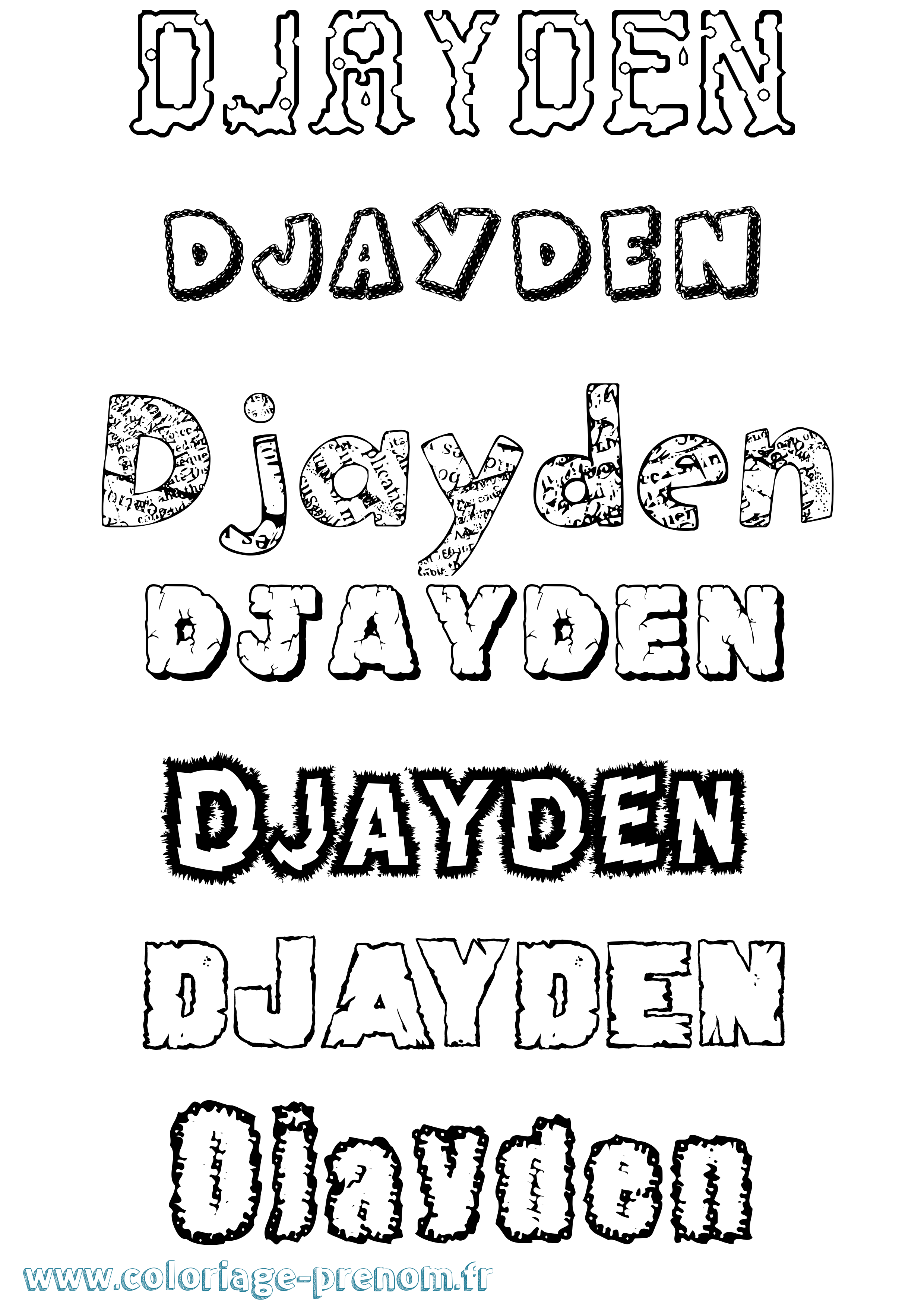 Coloriage Djayden Destructuré Coloriage prénom Djayden Destructuré