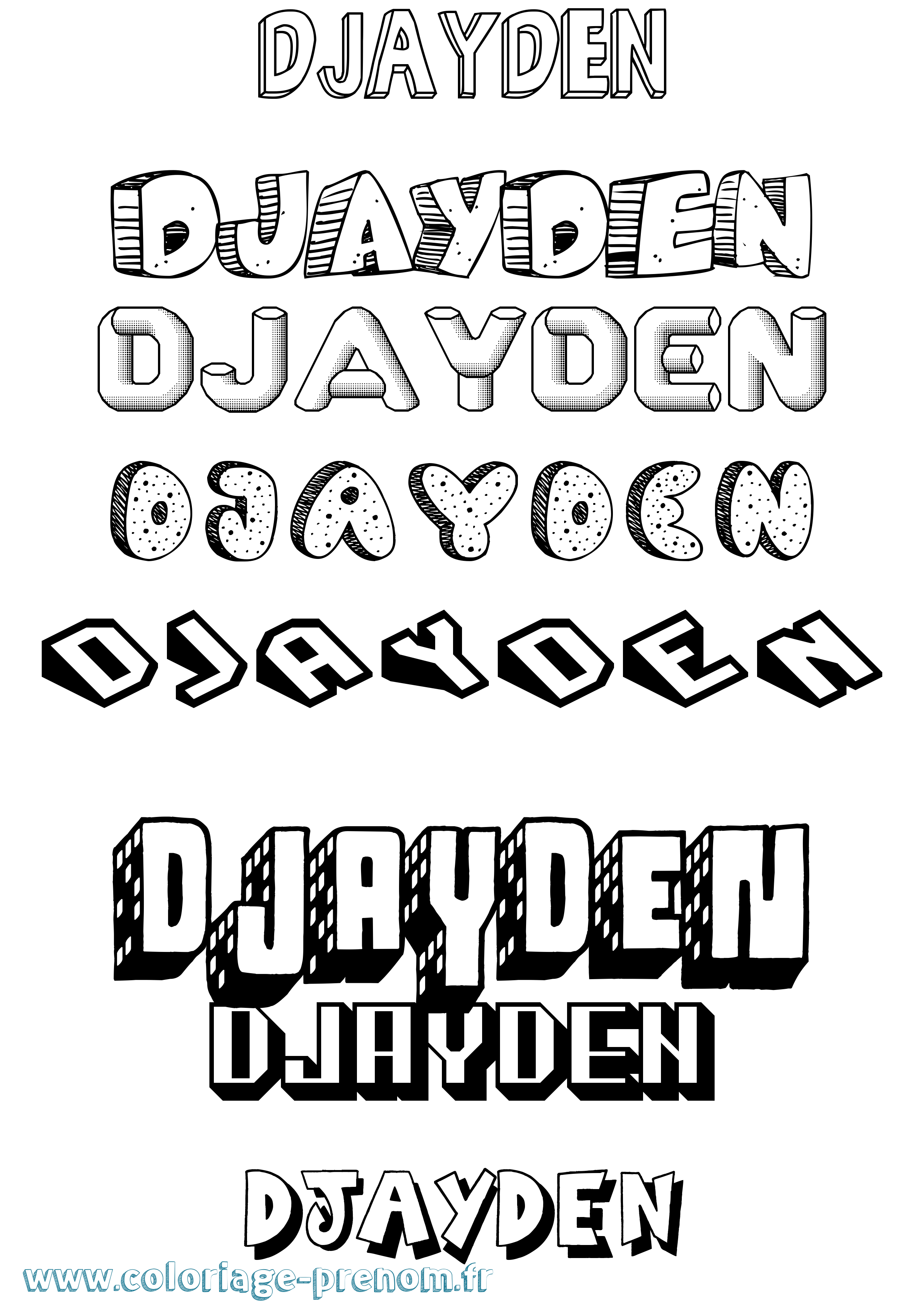 Coloriage Djayden Effet 3D Coloriage prénom Djayden Effet 3D