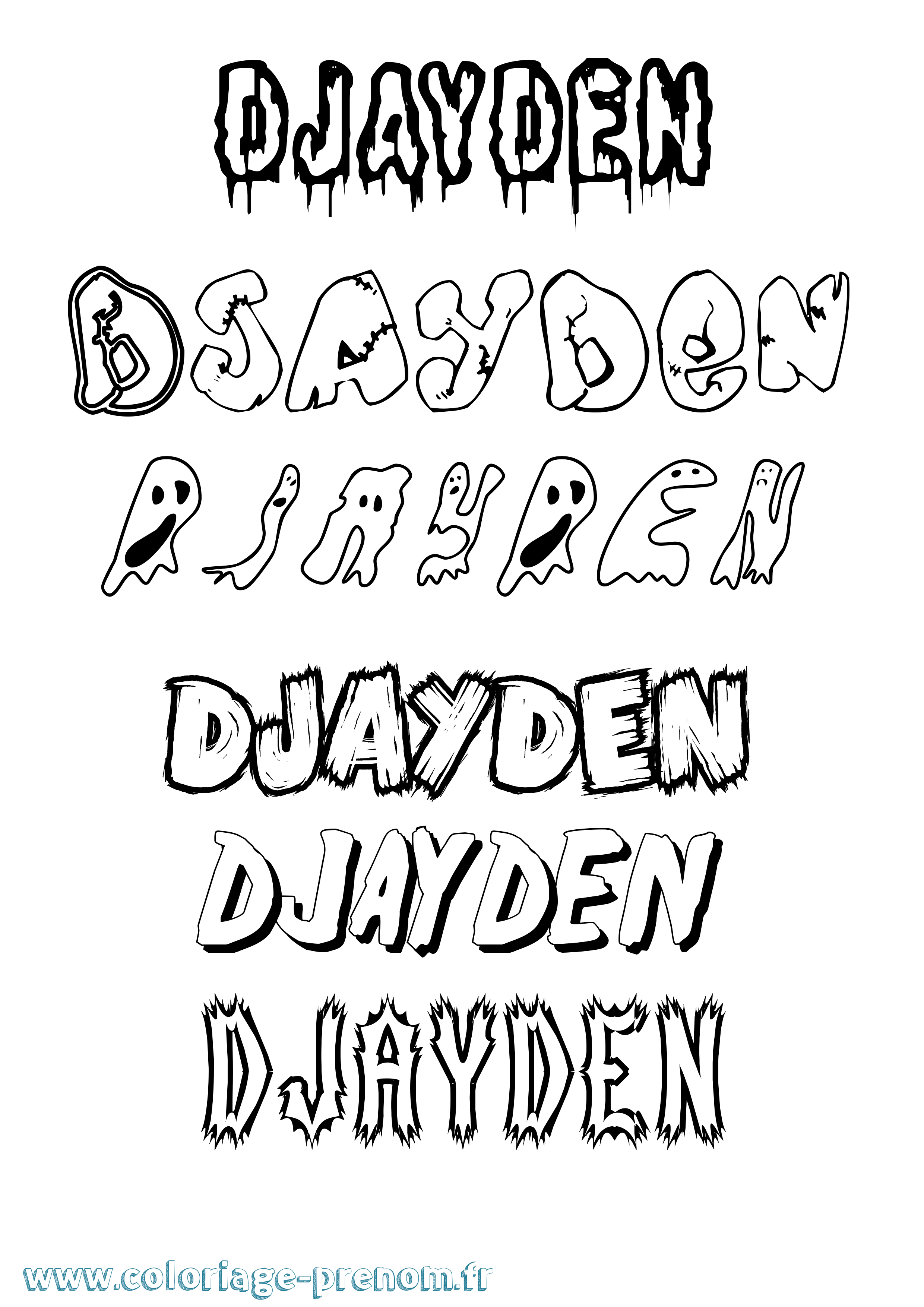 Coloriage Djayden Frisson Coloriage prénom Djayden Frisson