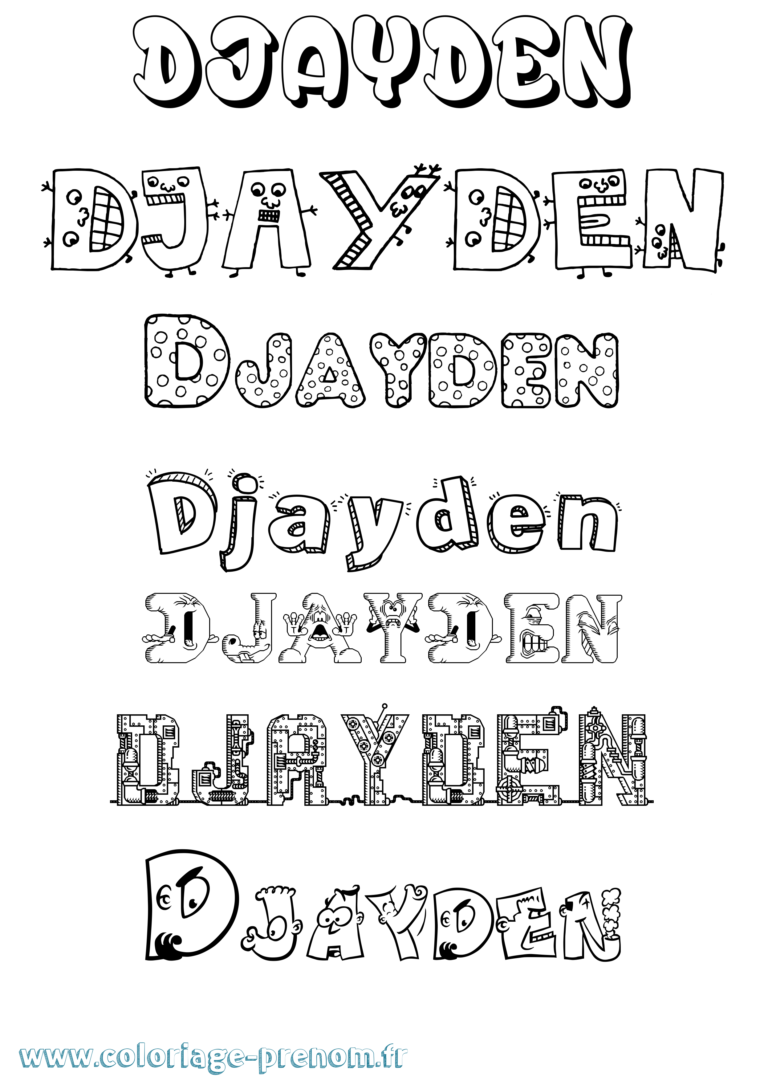 Coloriage Djayden Fun Coloriage prénom Djayden Fun