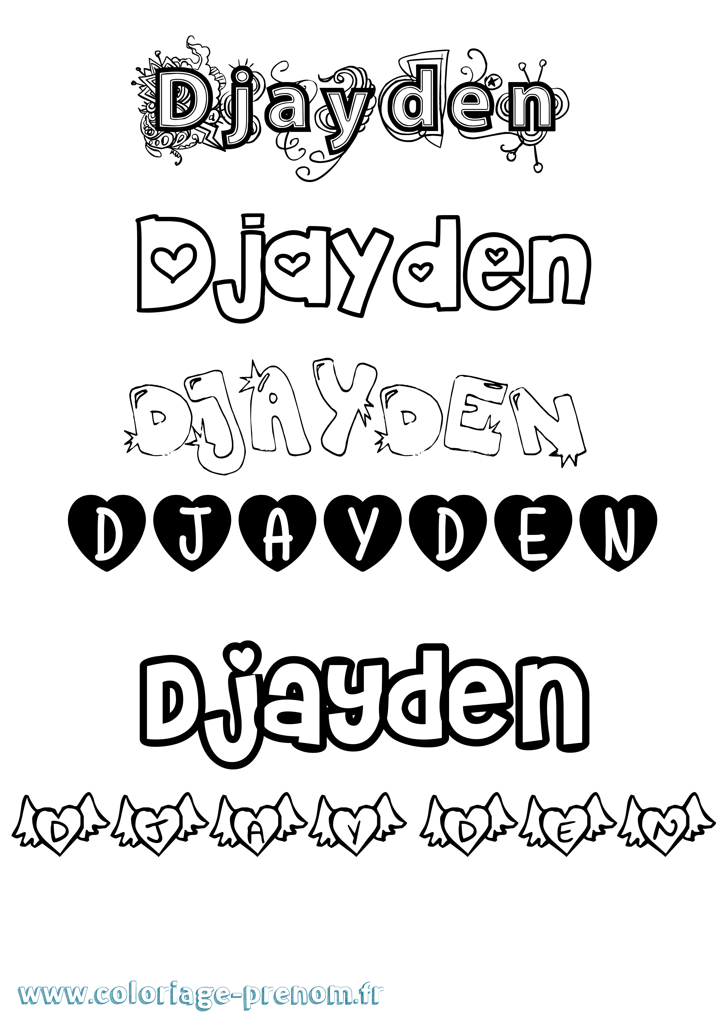 Coloriage Djayden Girly Coloriage prénom Djayden Girly