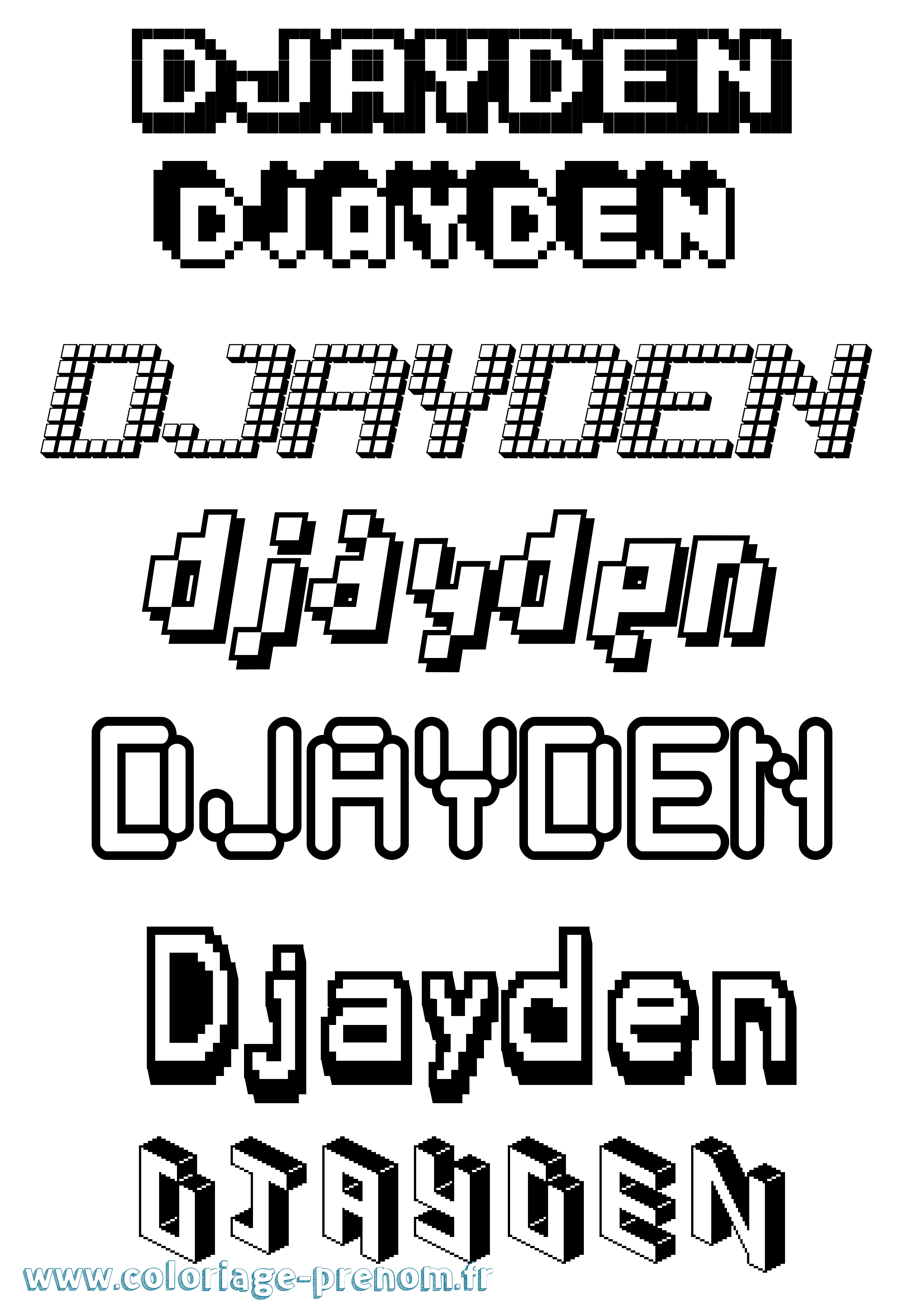 Coloriage Djayden Pixel Coloriage prénom Djayden Pixel