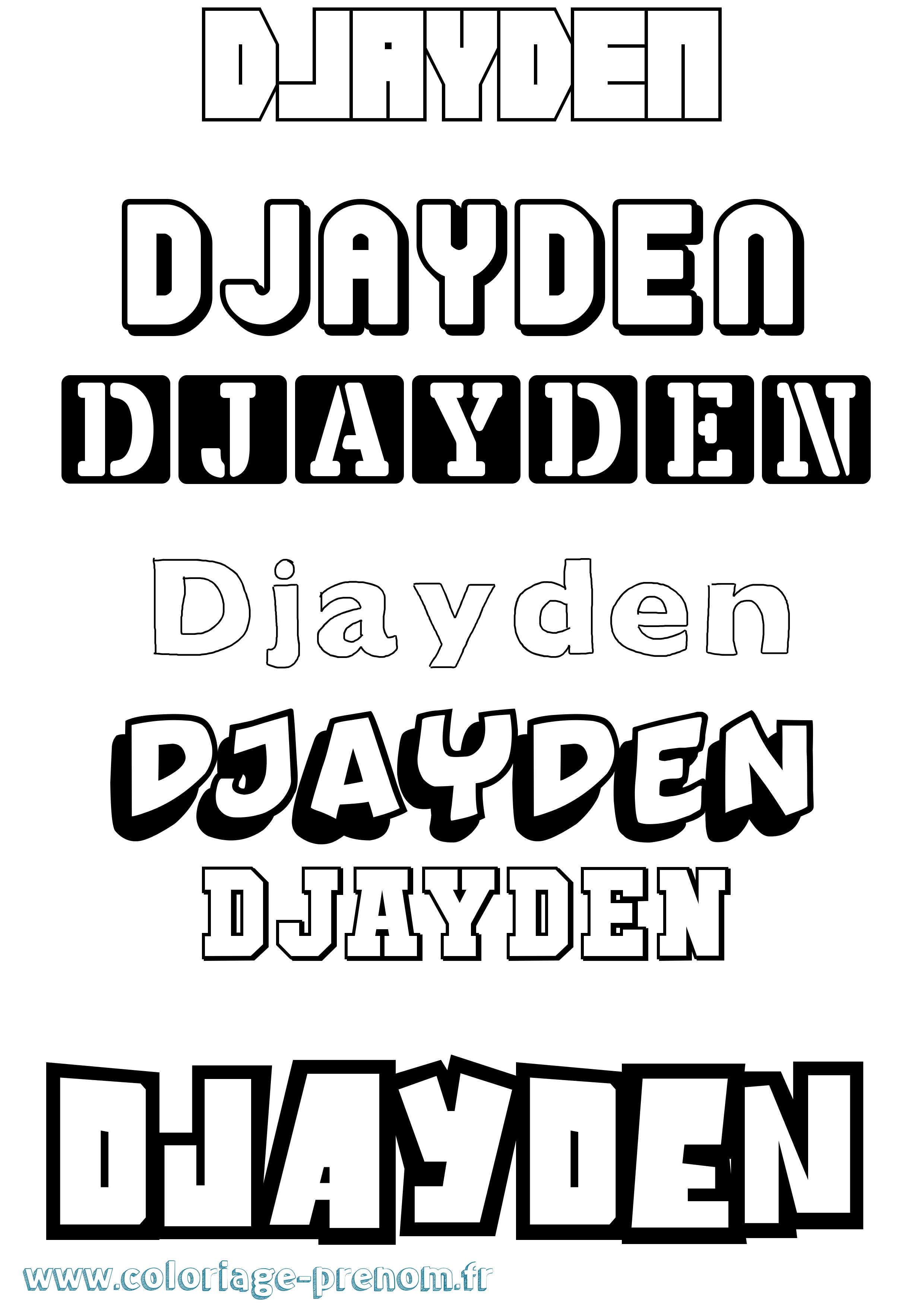 Coloriage Djayden Simple Coloriage prénom Djayden Simple