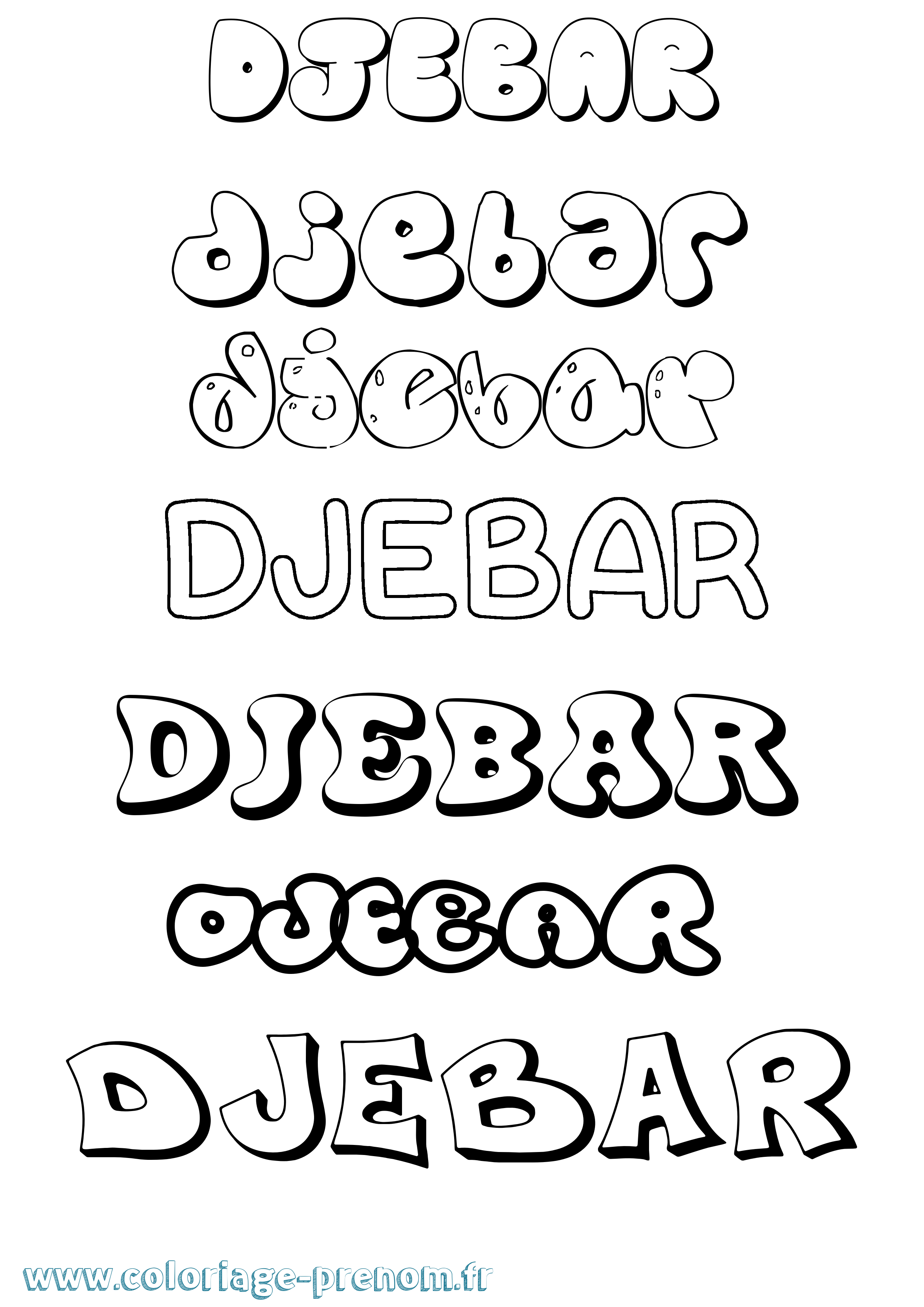 Coloriage Djebar Bubble Coloriage prénom Djebar Bubble