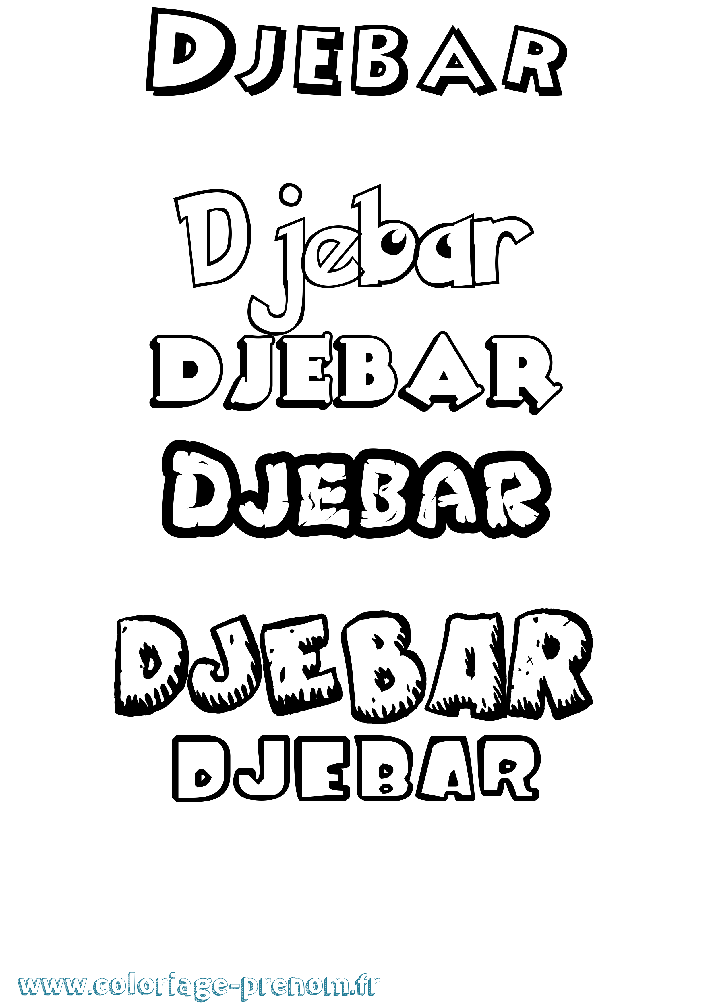 Coloriage Djebar Dessin Animé Coloriage prénom Djebar Dessin Animé