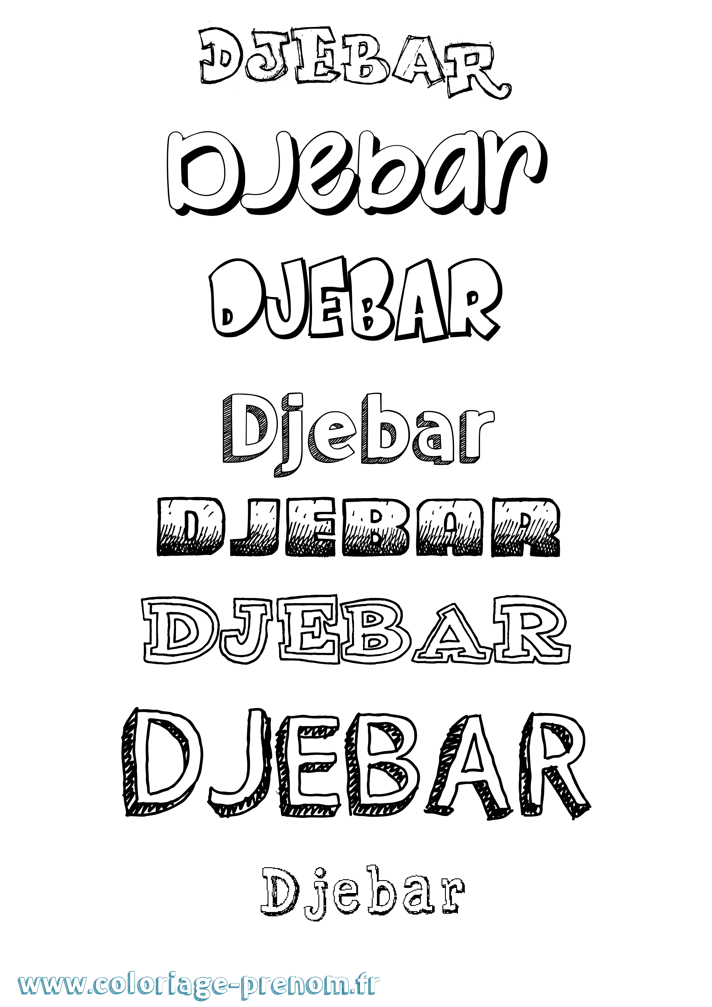 Coloriage Djebar Dessiné Coloriage prénom Djebar Dessiné