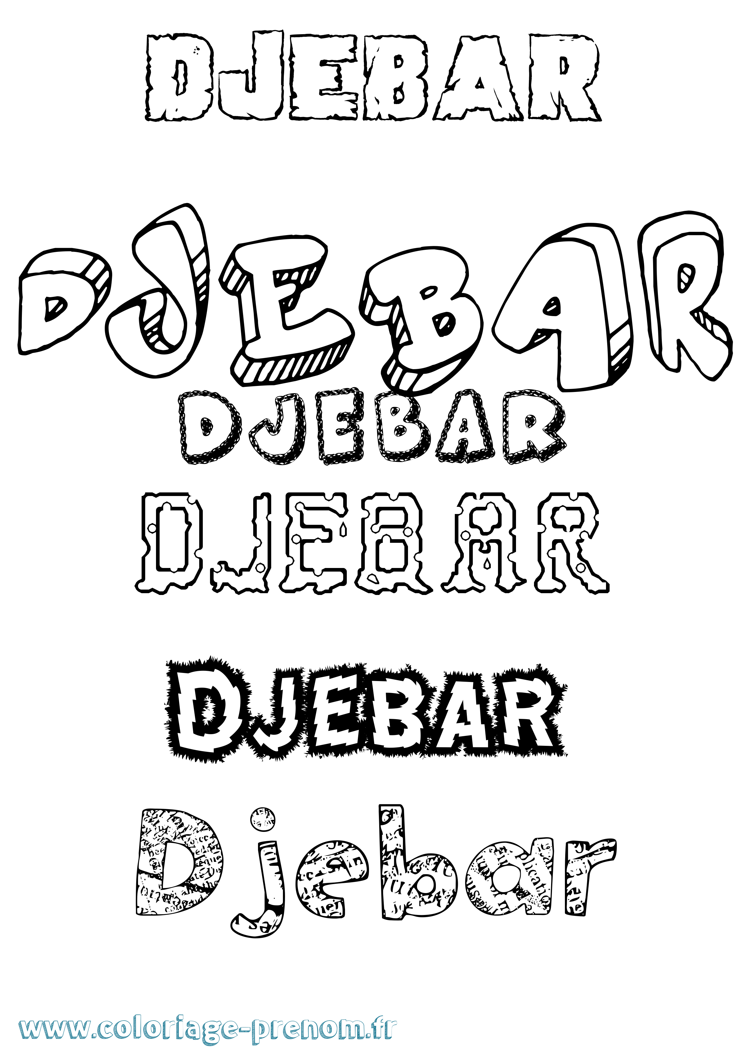 Coloriage Djebar Destructuré Coloriage prénom Djebar Destructuré