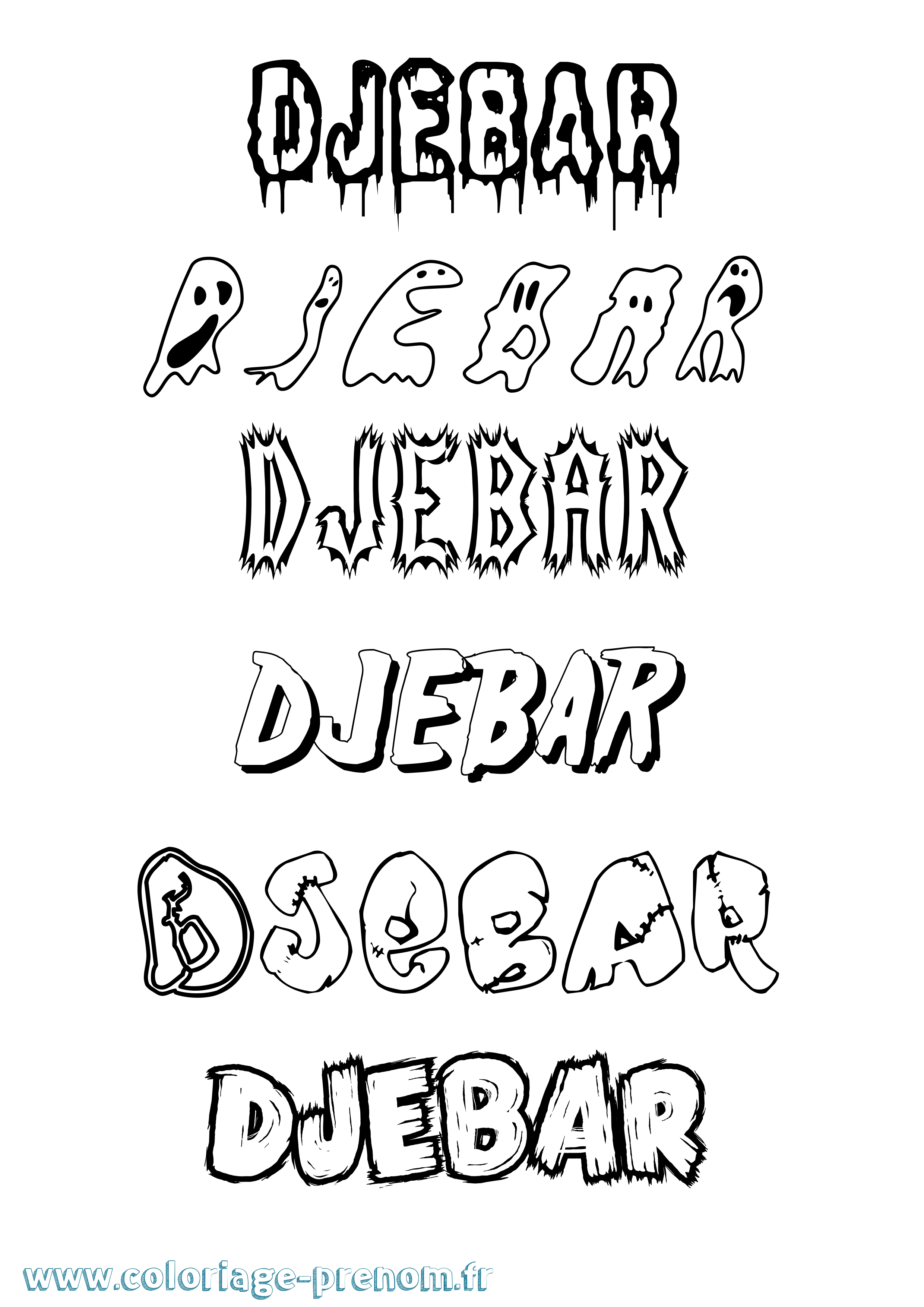 Coloriage Djebar Frisson Coloriage prénom Djebar Frisson