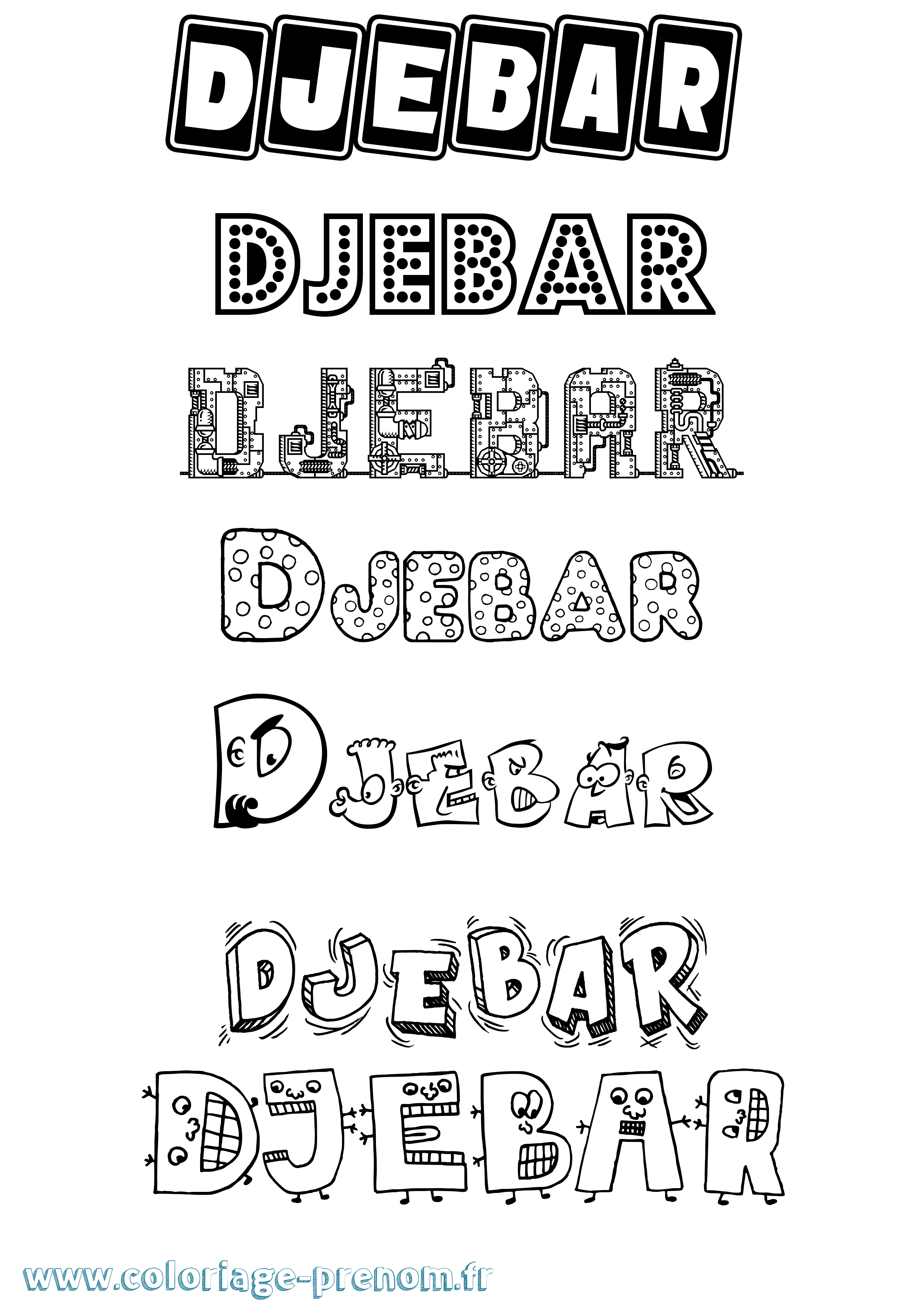 Coloriage Djebar Fun Coloriage prénom Djebar Fun