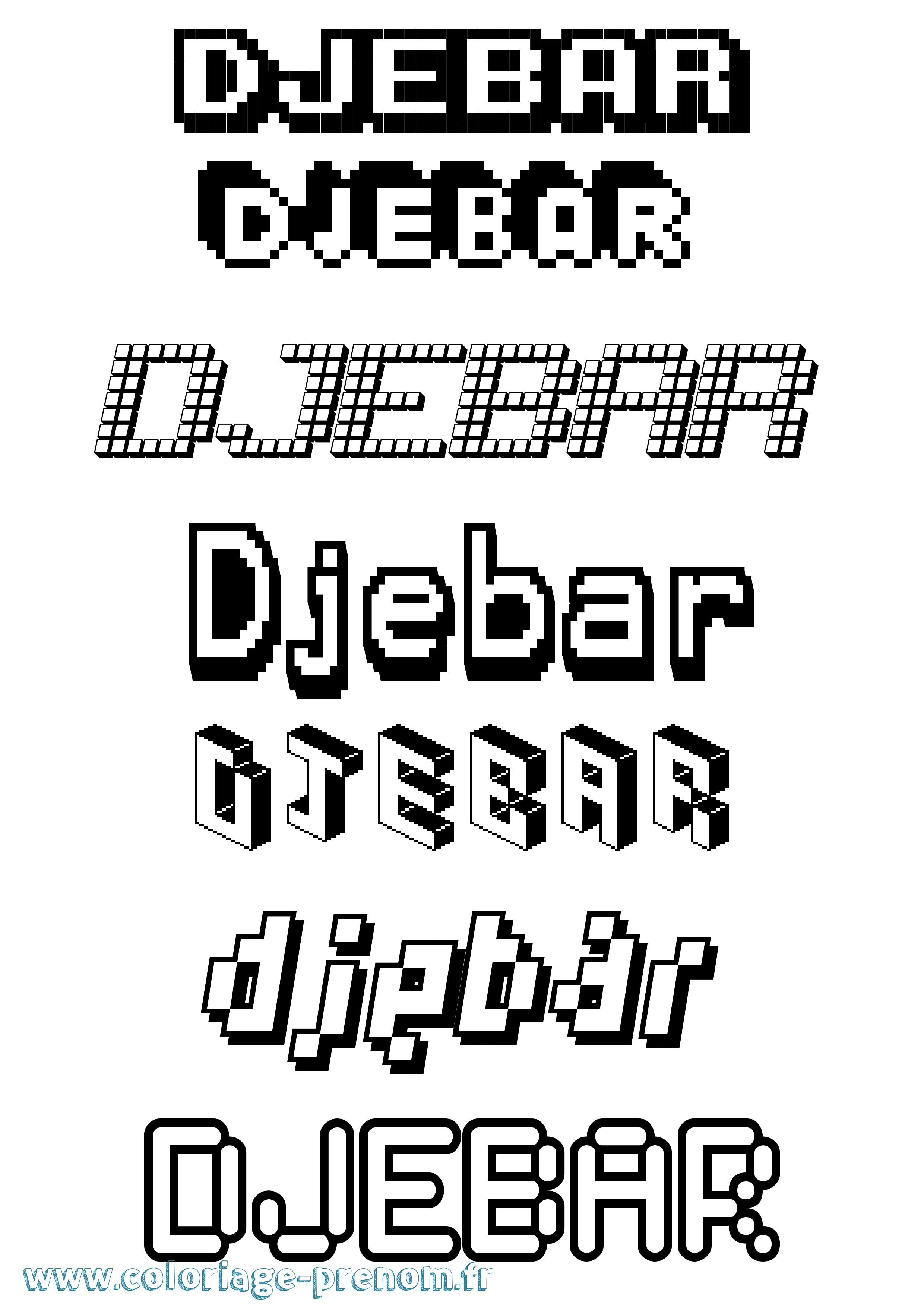Coloriage Djebar Pixel Coloriage prénom Djebar Pixel
