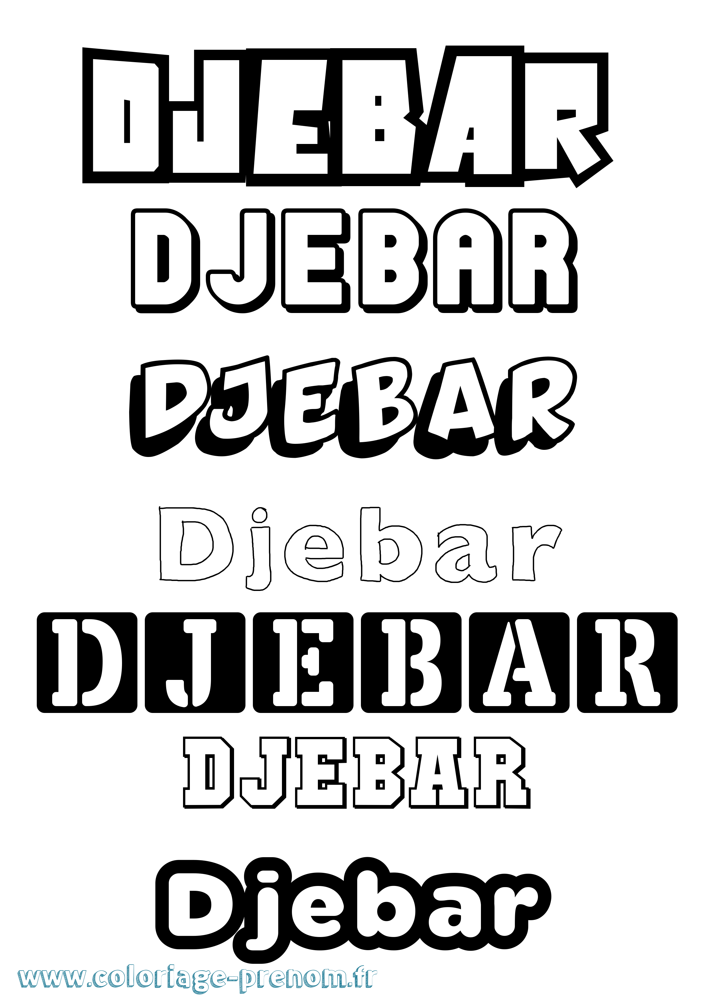 Coloriage Djebar Simple Coloriage prénom Djebar Simple