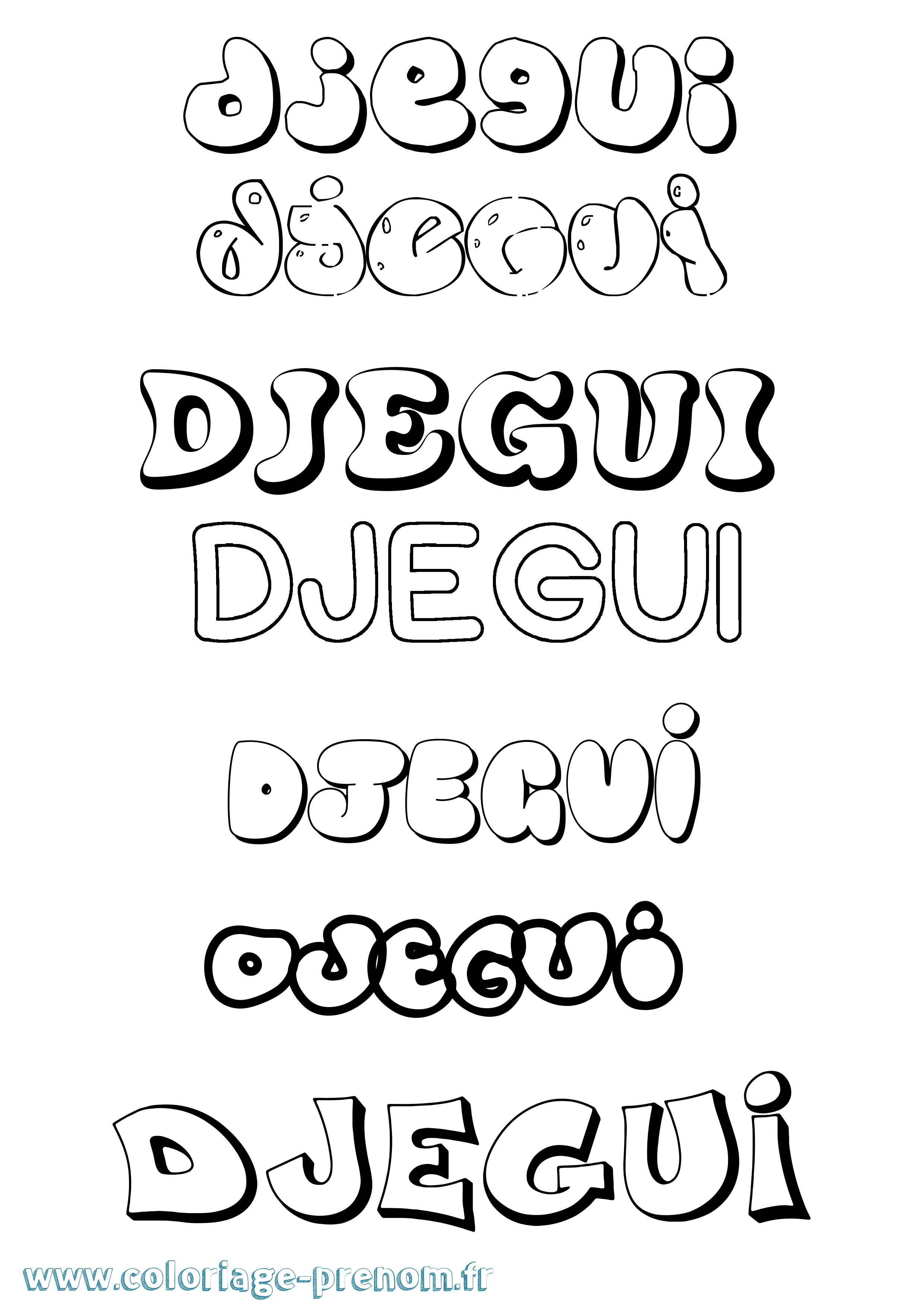 Coloriage Djegui Bubble Coloriage prénom Djegui Bubble