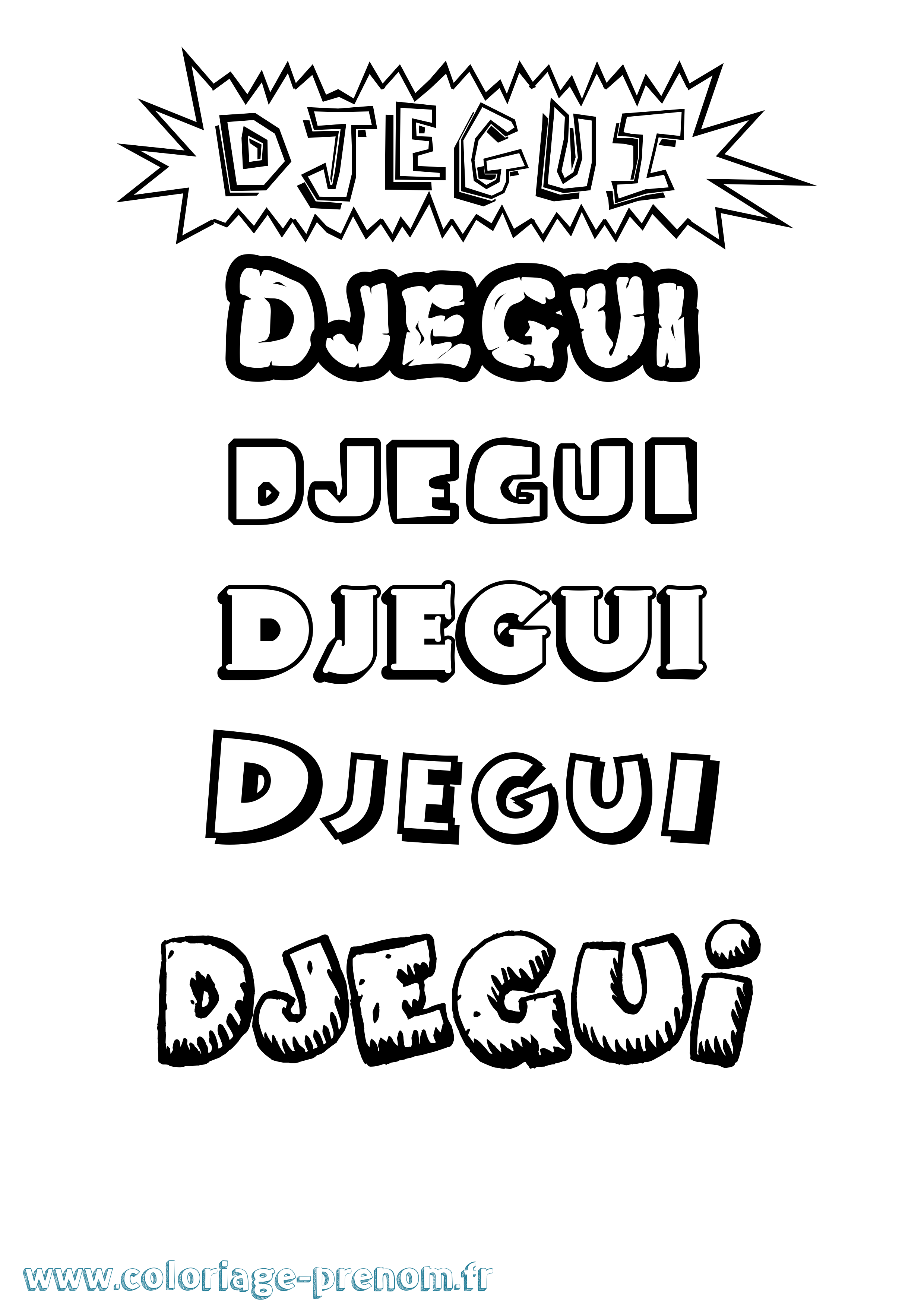 Coloriage Djegui Dessin Animé Coloriage prénom Djegui Dessin Animé