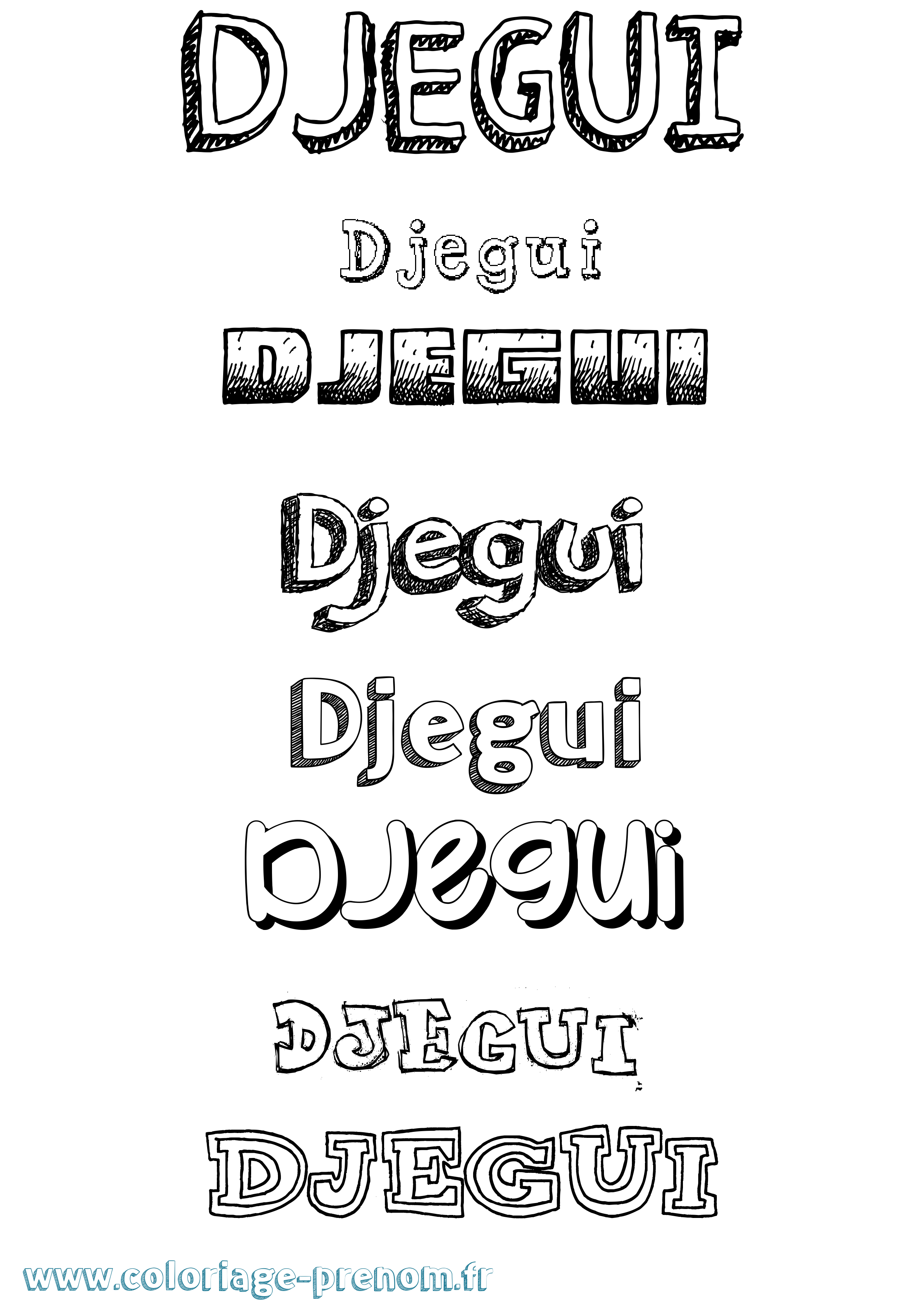 Coloriage Djegui Dessiné Coloriage prénom Djegui Dessiné