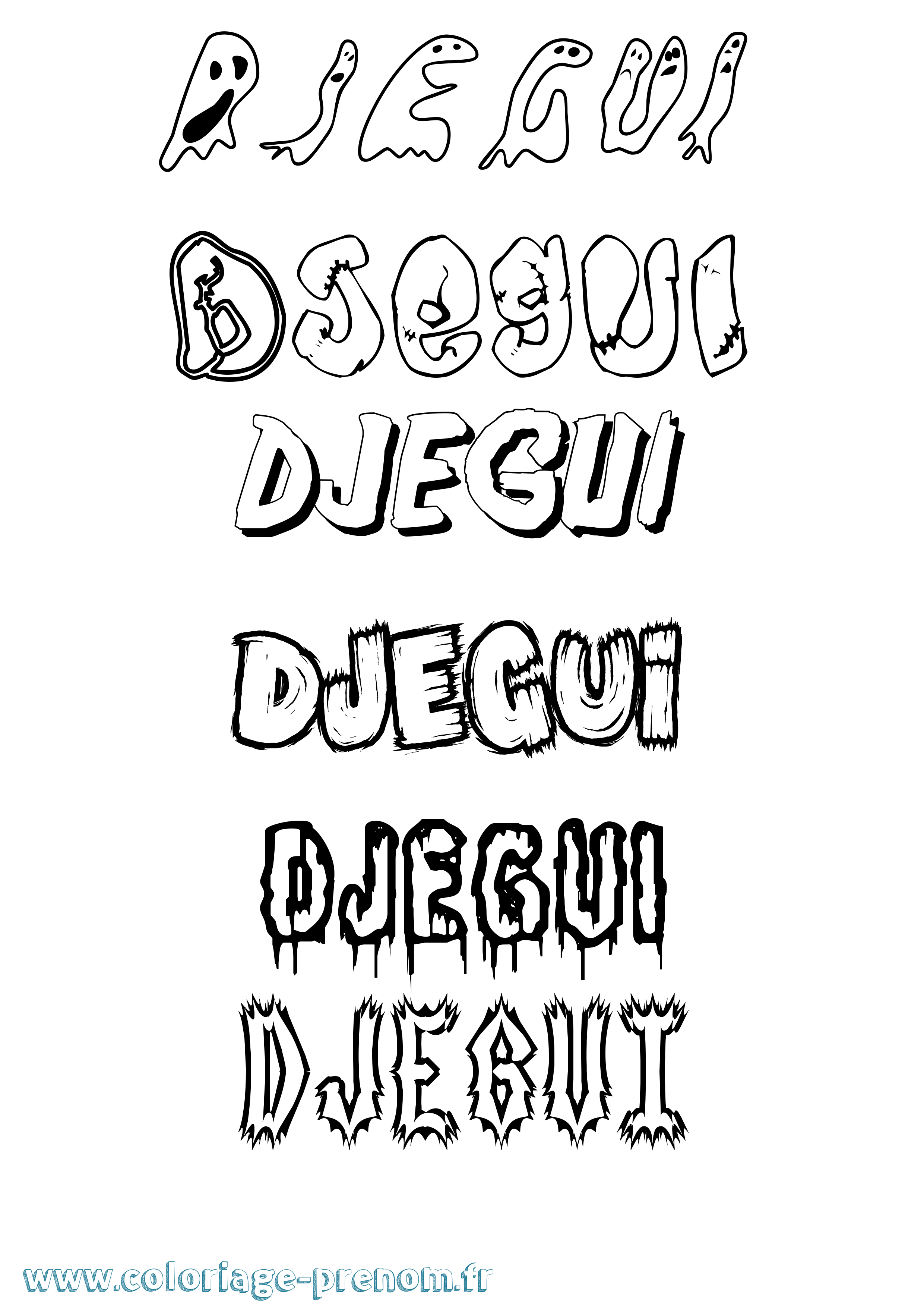 Coloriage Djegui Frisson Coloriage prénom Djegui Frisson