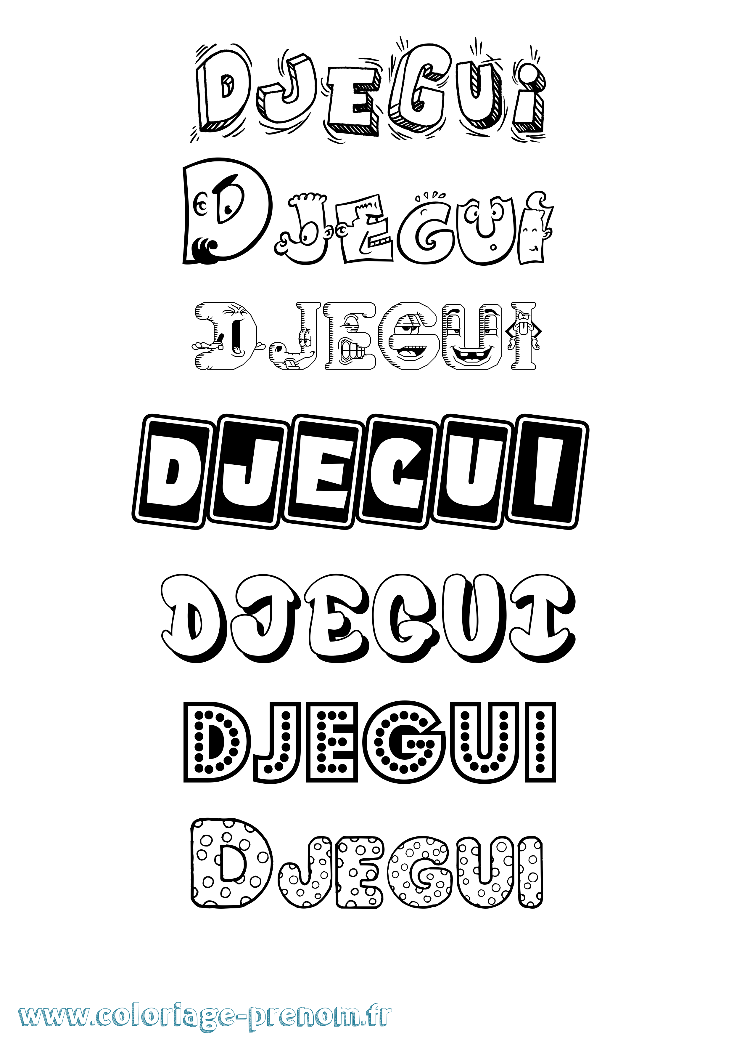 Coloriage Djegui Fun Coloriage prénom Djegui Fun