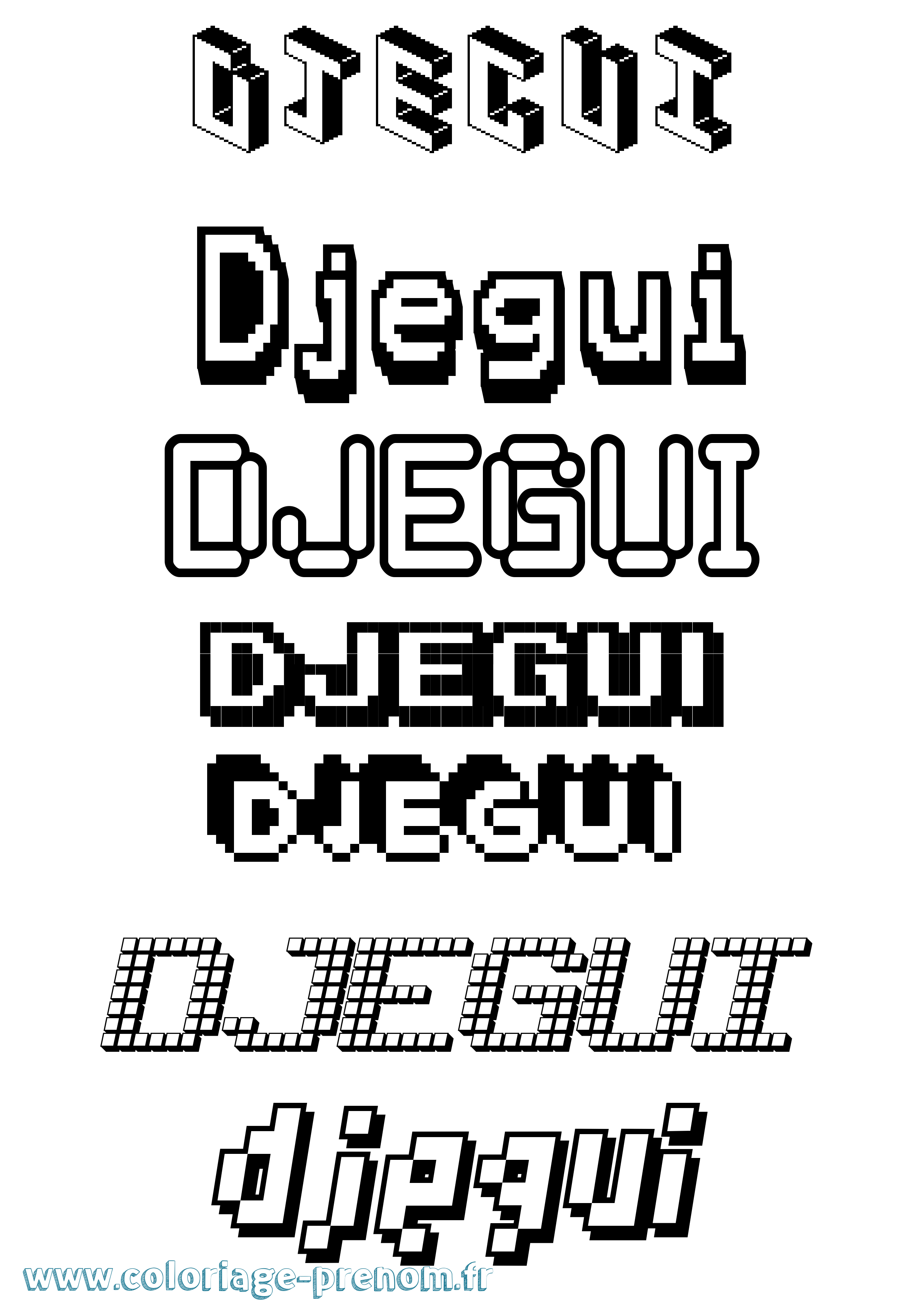 Coloriage Djegui Pixel Coloriage prénom Djegui Pixel